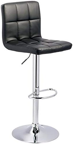 Home Square 2 Piece Faux Leather Tufted Adjustable Bar Stool Set in Black/Gray
