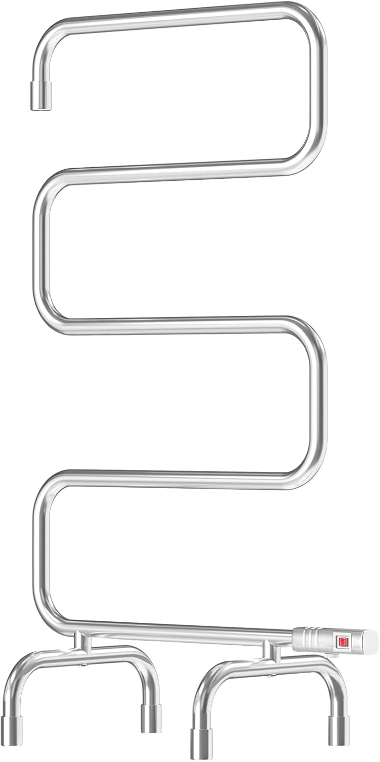 DAILYLIFE Towel Warmer Rack Stainless Steel, Wall Mount & Free Standing, Bended Heated Towel Rack, Drying Rack for Bathroom Space Saving 50W Mirror Polished