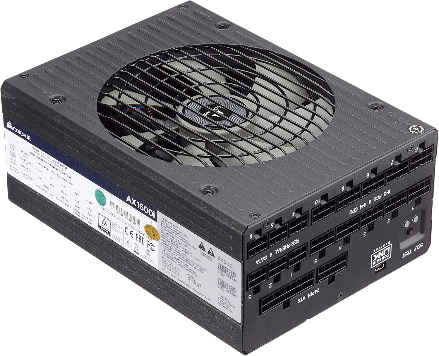 Corsair AX1600i Digital 80 Plus Titanium Full Modular ATX Power Supply Unit - Black
