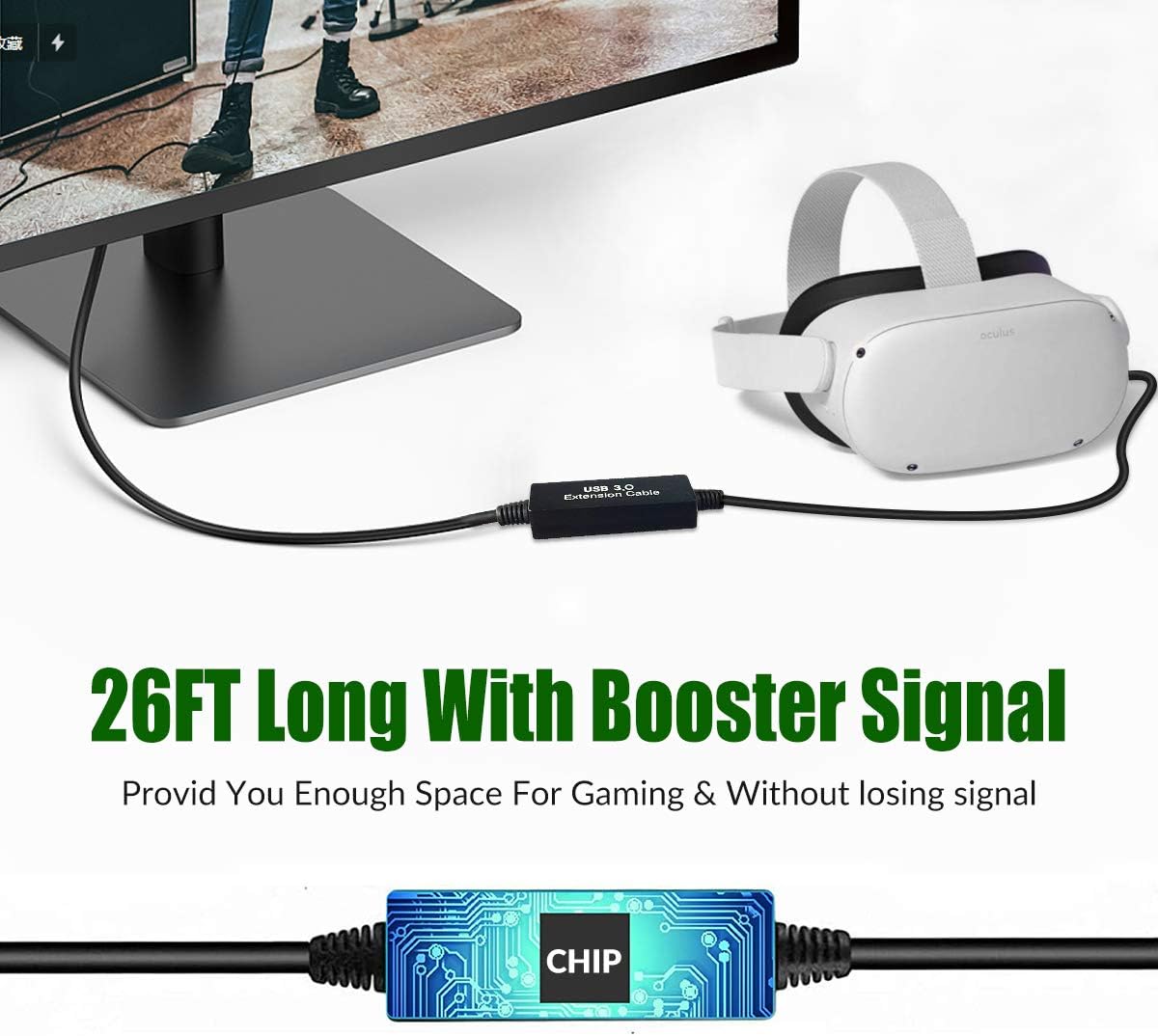 Oculus Link Cable 26ft,Oculus Quest 2 Link Cable,High Speed Data Transfer& Fast Charging USB C Cable,Compatible for Oculus Quest 2 Headset and Gaming PC Pack of 2