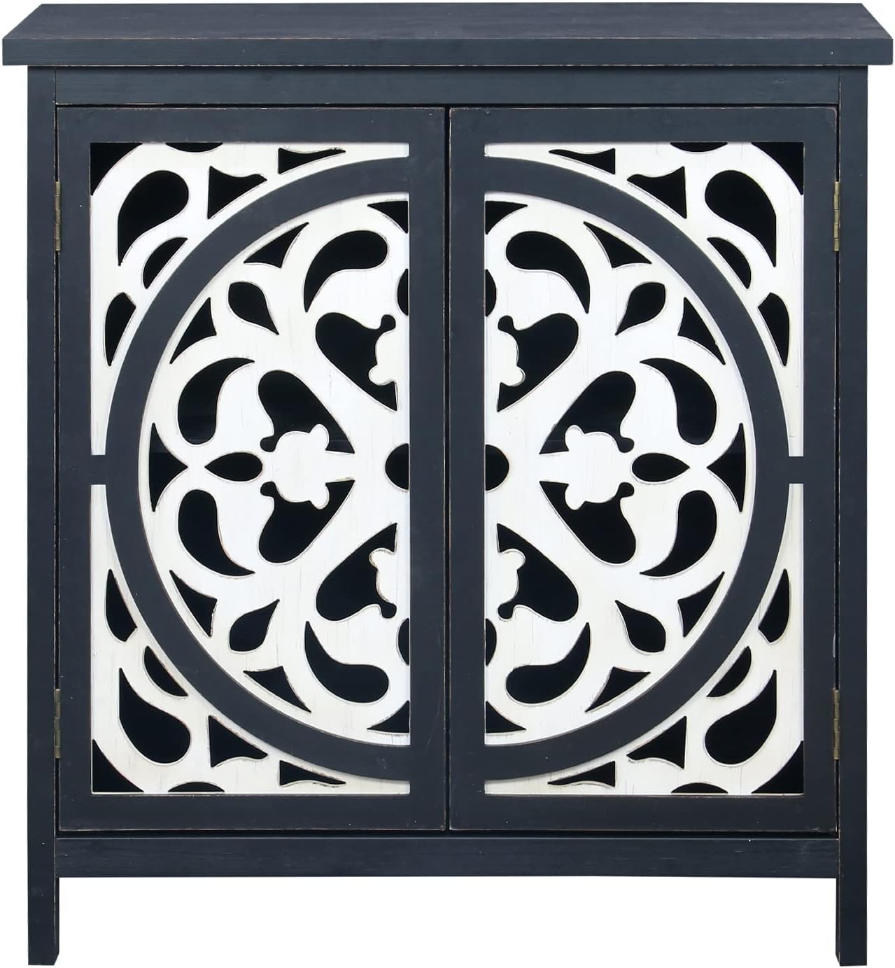 ELONG HOME Accent Cabinet with 2 Doors, Decorative Distressed Sideboard Storage Cabinet, Farmhouse Accent Cabinet with Doors for Bedroom/Kitchen/Living Room