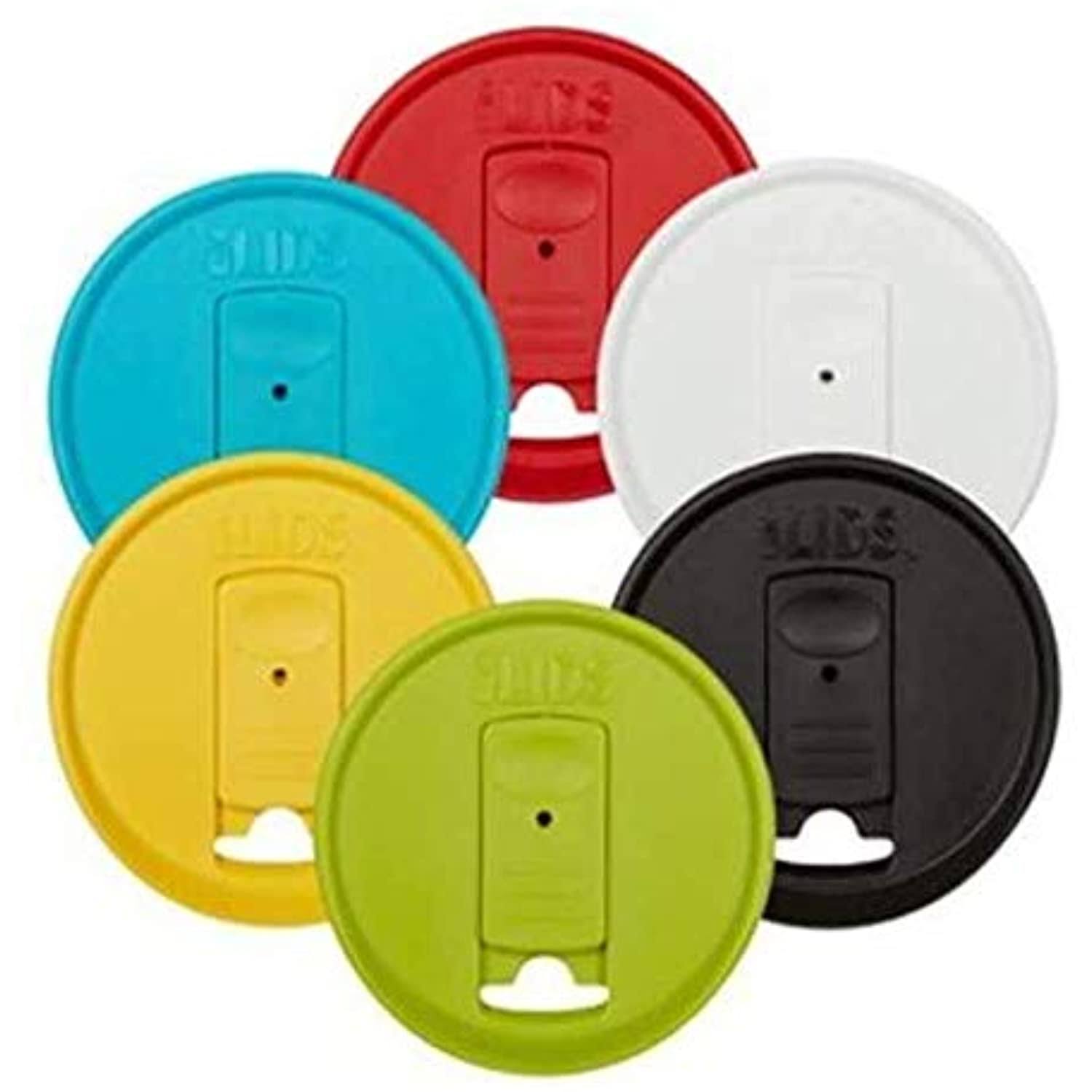 iLIDS Mason Jar Drink Lid, Wide Mouth, Classic Colors, 6-Pack