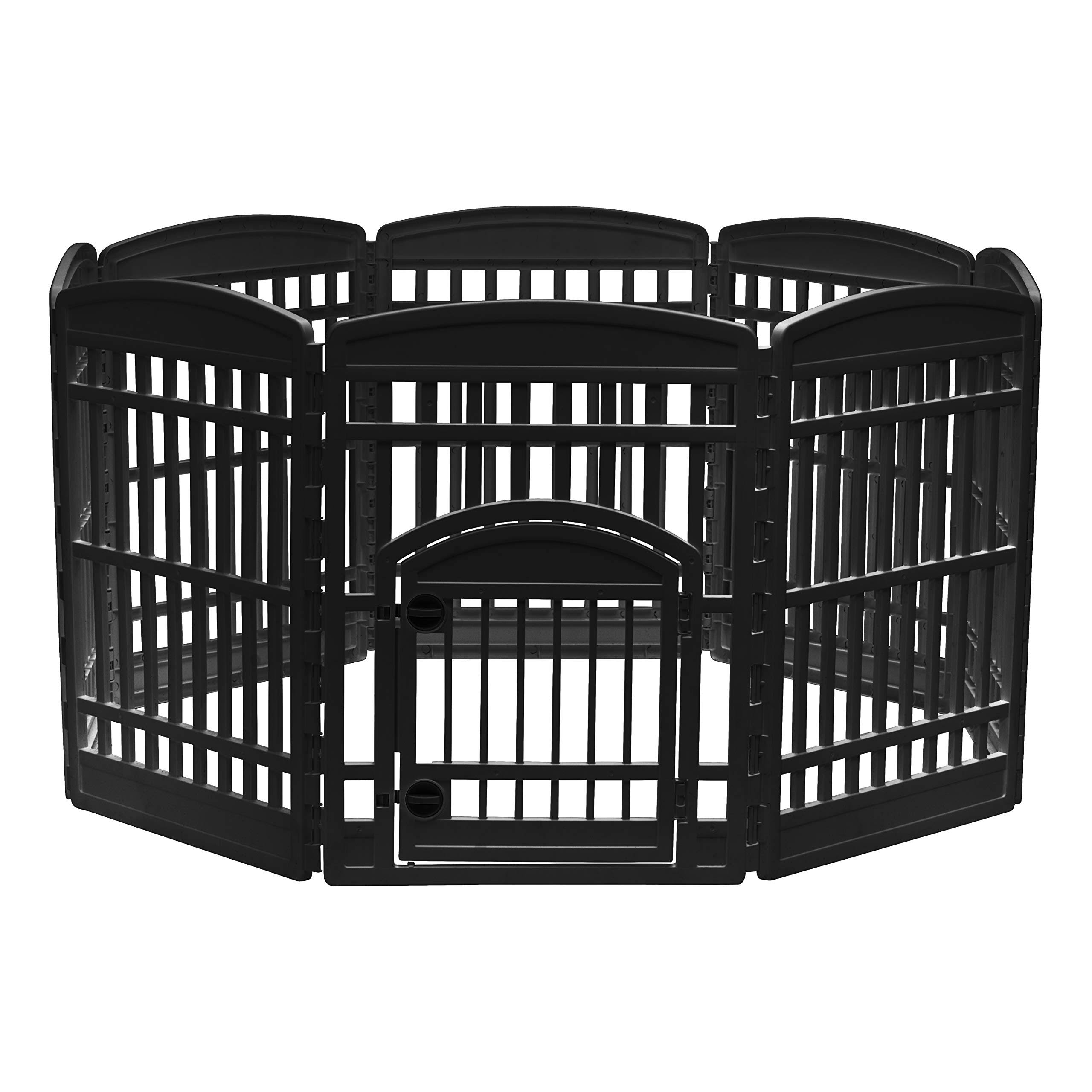 Iris Black Exercise 8-Panel Pet Playpen with DOOR, Medium