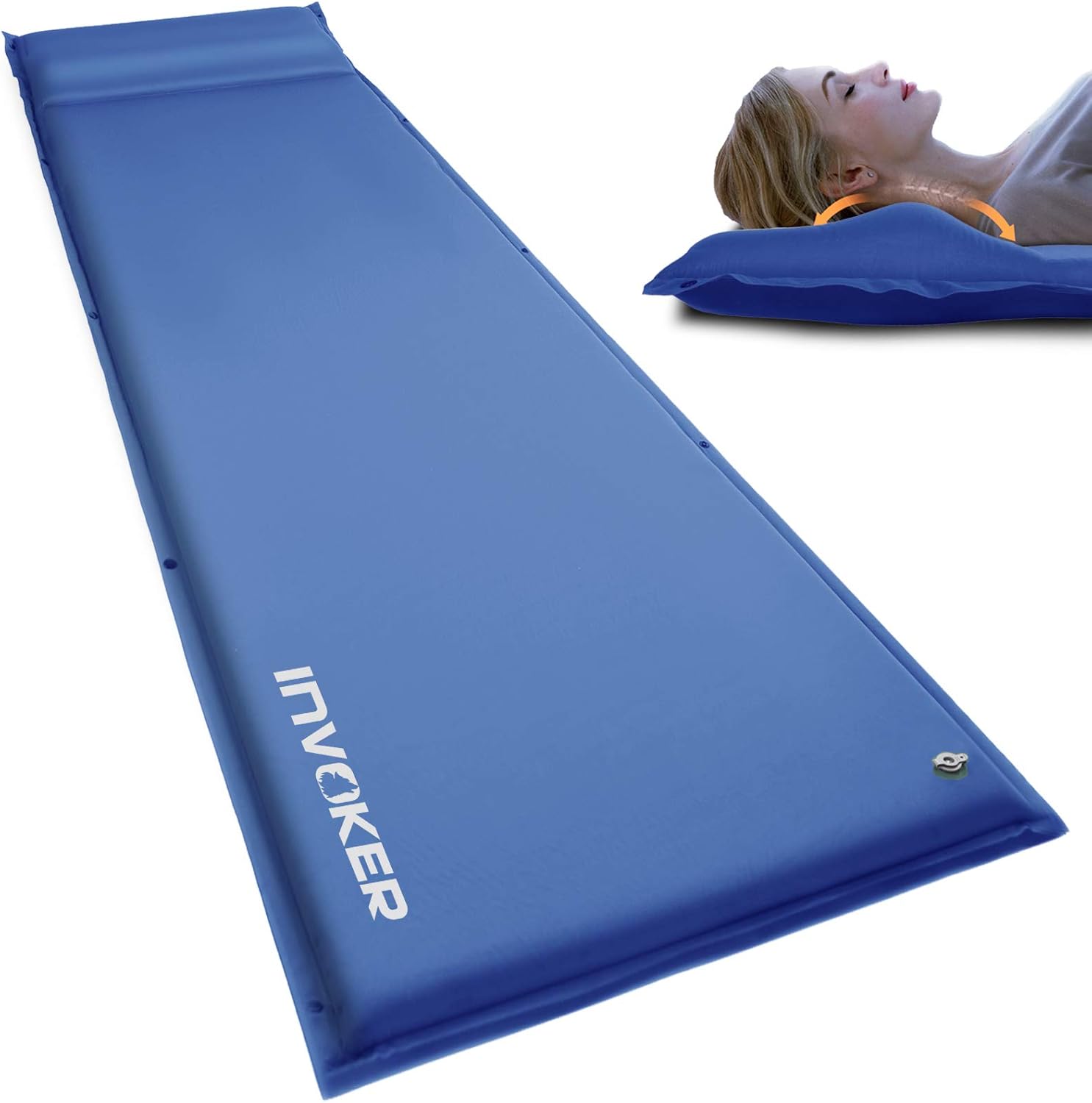 INVOKER Camping Sleeping pad &ndash; 3inch UltraThick Elasticity Foam Fast Self-Inflating Insulated Durable Camping Mat with Pillow for Tent Backpacking Traveling and Hiking Air Mattress-Camp Sleep pad