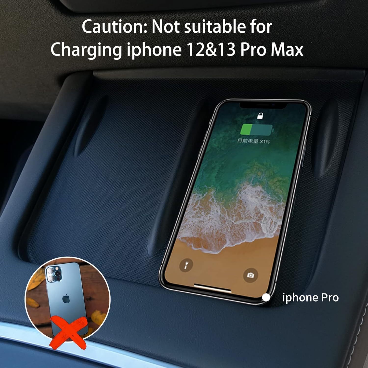 Powlamks Wireless Charger Mat for 2021 2022 Tesla Model 3 Model Y, Center Console Anti-Skid Pad Cover, Tesla Interior Accessories (Black)