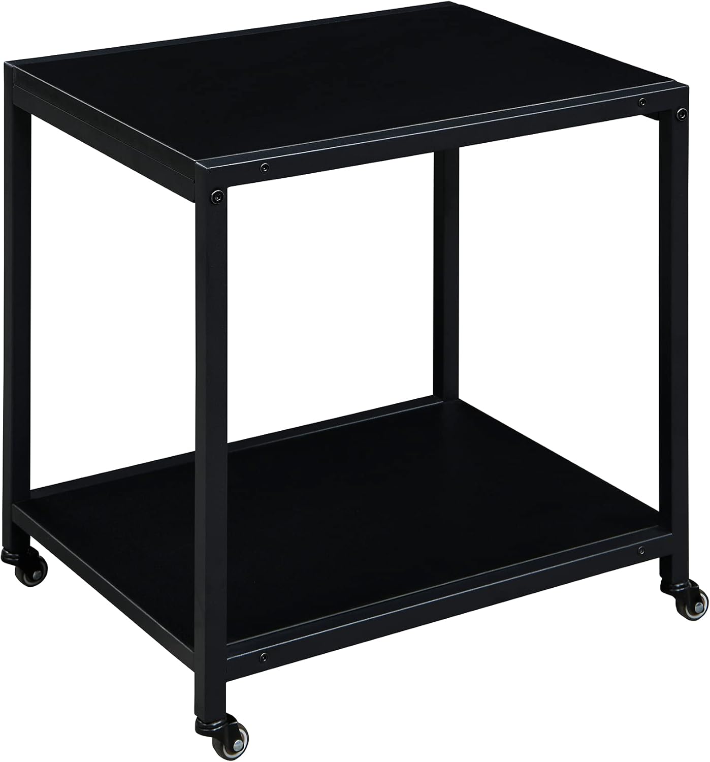 Mobile Utility Rolling Cart with Caster, 2-Tire Small Storage Shelf, Rustic Moving Home Cart with Metal Frame, 18”H x 17.7”L x 14”W for Painting, Party, Kitchen Rustic SZCJ20401BK Pack of 2