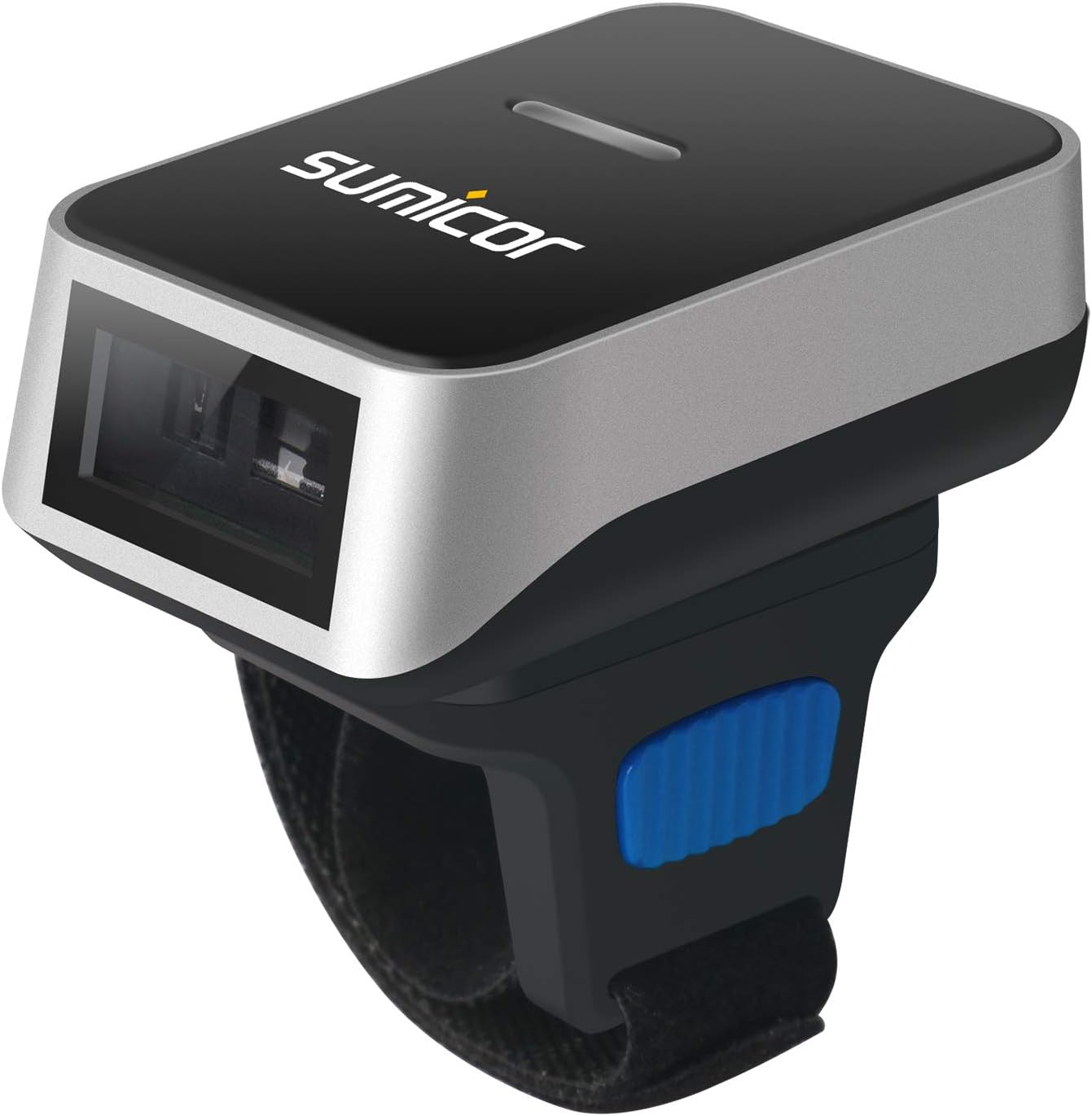 Sumicor 1D Wireless Bluetooth Ring Finger Barcode Scanner,Portable Wearable Mini Bar Code Reader Versatile 3-in-1 Work with Widows iOS Android Linux Mac OS,Support scan 1D Codes on Screen - Black