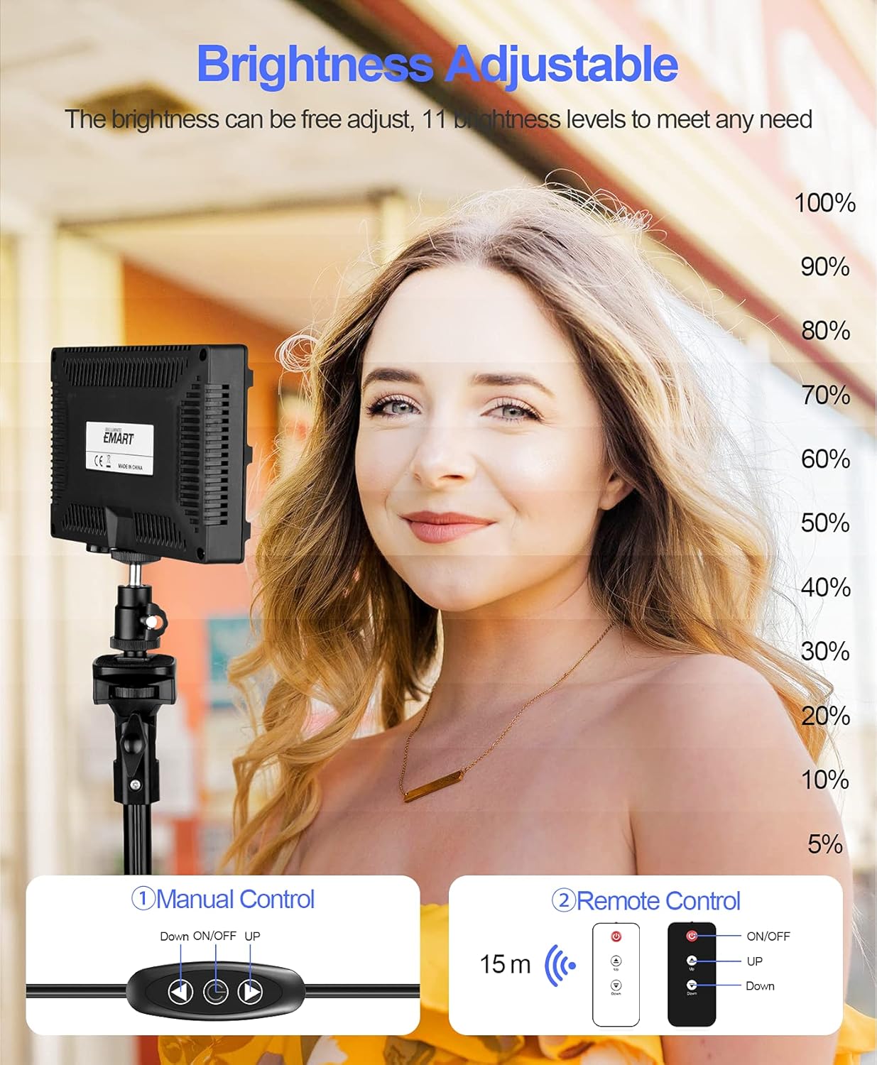 EMART LED Video Light Kit with One-to-One Remote Control, Photography Studio Light with Adjustable Stand Tripod, Table Top Photo Video Conference Lighting for Recording, Streaming, YouTube, Shooting Pack of 2