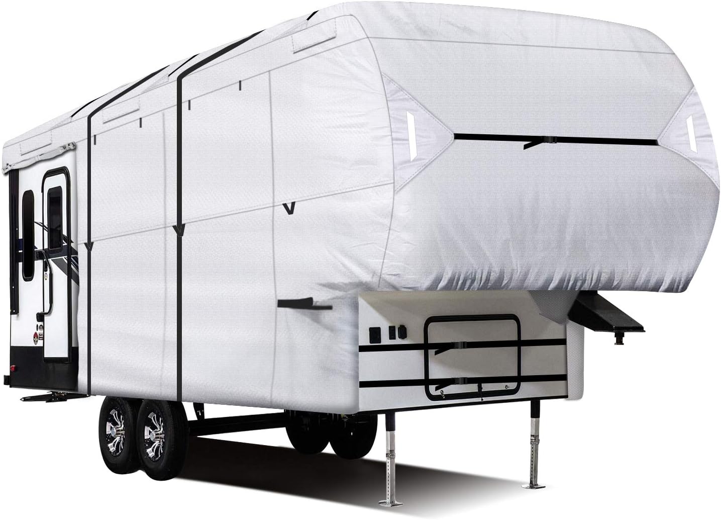 Leader Accessories Windproof 150D Diamond 5th Wheel RV Cover Fits 33'-37' Motorhome RV Outdoor Protect Camper Cover
