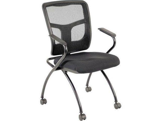 Lorell Mesh Back Fabric Seat Nesting Chairs, 2 Pack, LLR84374 Black