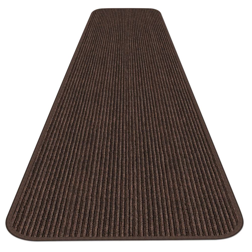 House, Home and More Indoor/Outdoor Double-Ribbed Carpet Runner with Skid-Resistant Rubber Backing - Bittersweet Brown - 3' x 20