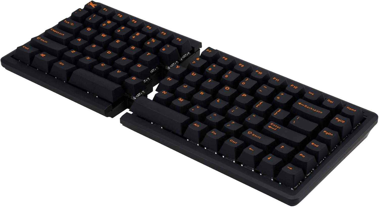 Mistel BAROCCO MD770 TKL Split Mechanical Keyboard with Cherry MX Blue Switch, Ergonomic Keyboard with Orange Letter PBT Double Shot Keycaps for Windows and Mac, Programmable Macro Support, ANSI/US