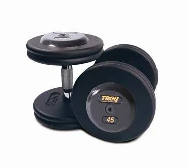 Troy Barbell Fixed Pro-Style Dumbbells with Straight Handle, Black Plate and Rubber End Cap - Set of 2 (25 lbs.)