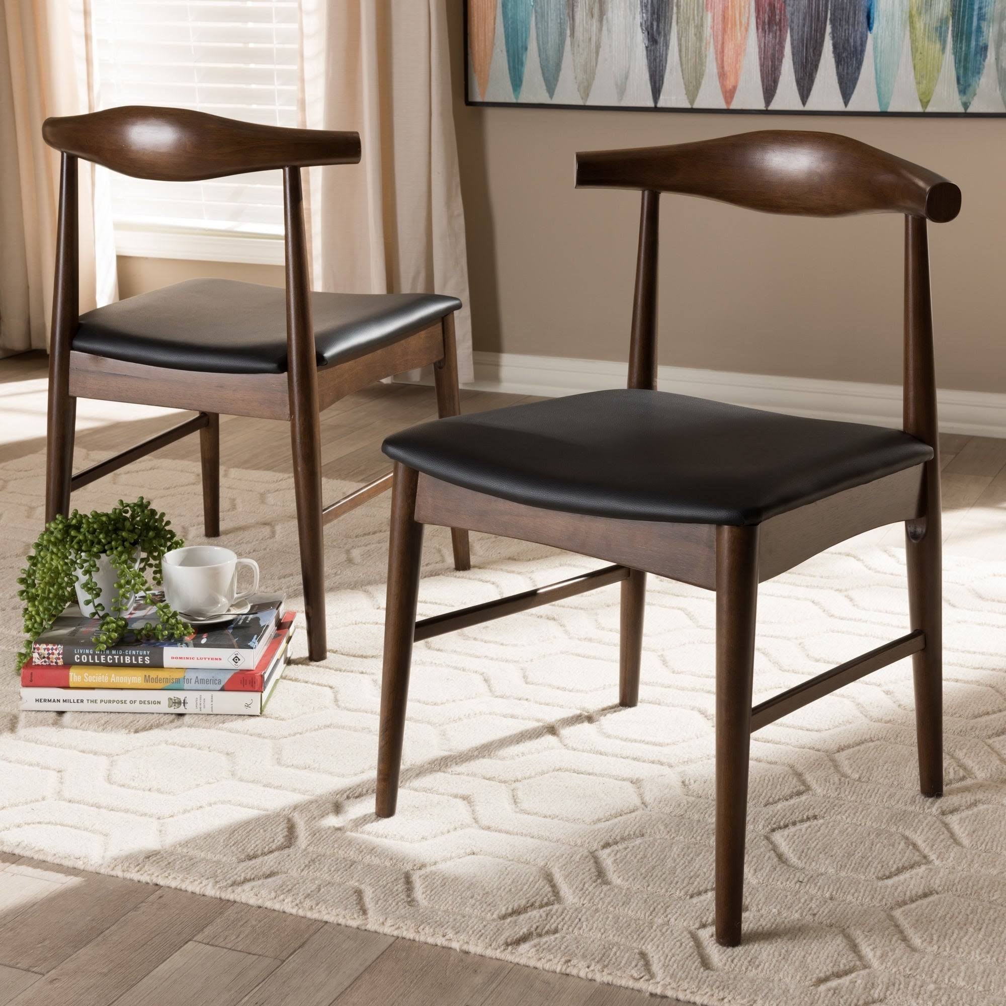 Mid-Century Black Dining Chair 2-Piece Set by Baxton Studio