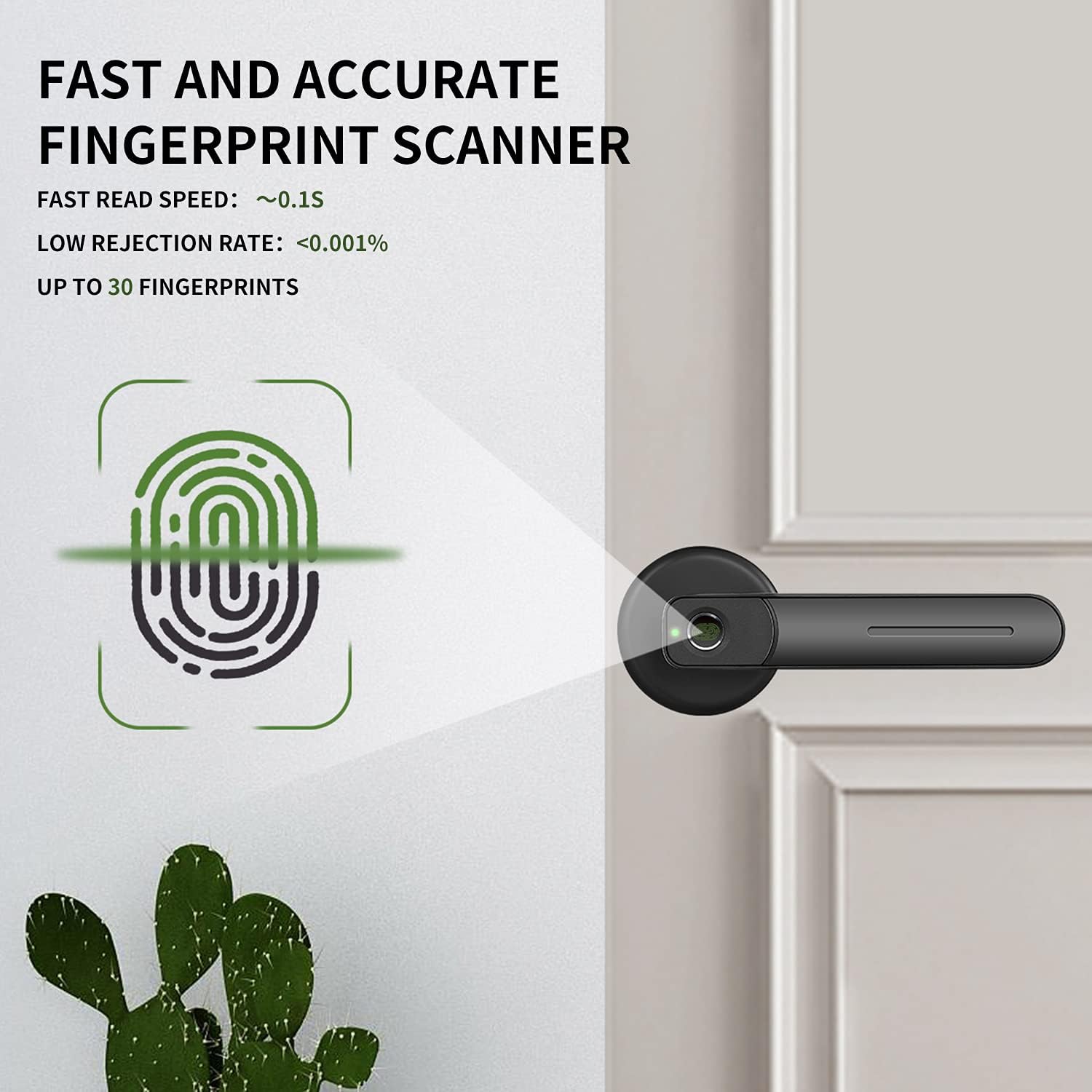 L-ife&oe Smart Fingerprint Door Lock ,Keyless Entry Fingerprint Door Lock,Electronic Smart Door Handle,Door Lever Lock,Multifunction Automatic Lockrmally Open/Biometrics/USB/Key Unlock,Black Pack of 2