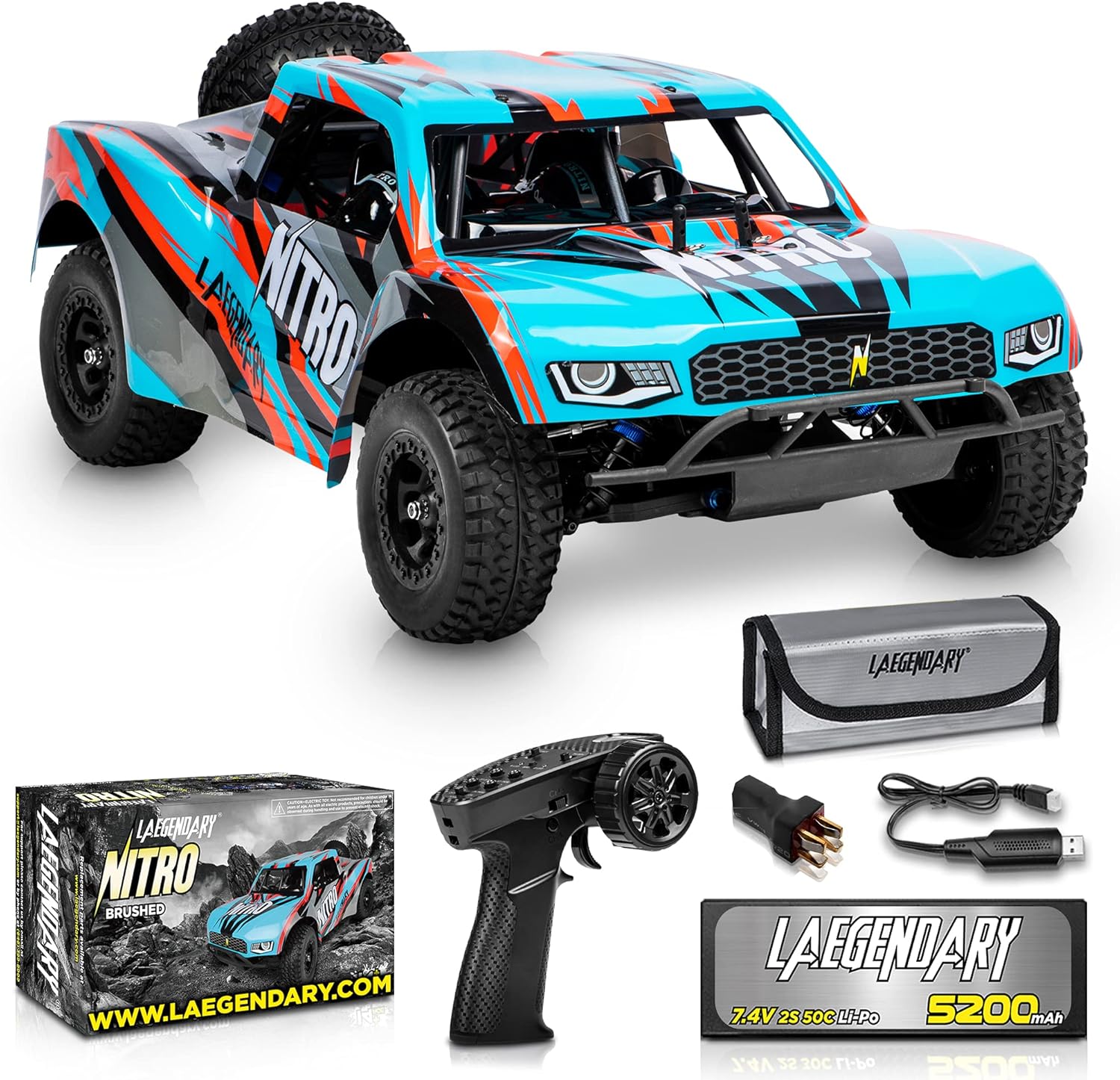 1:8 Large Scale RC Cars 35+ km/h High Speed - Boys Remote Control Car 4x4 Off Road Monster Truck &ndash; Fast Racing Electric Hobby Grade Waterproof Toys Vehicle for Adults and Kids, 40+ Min Play