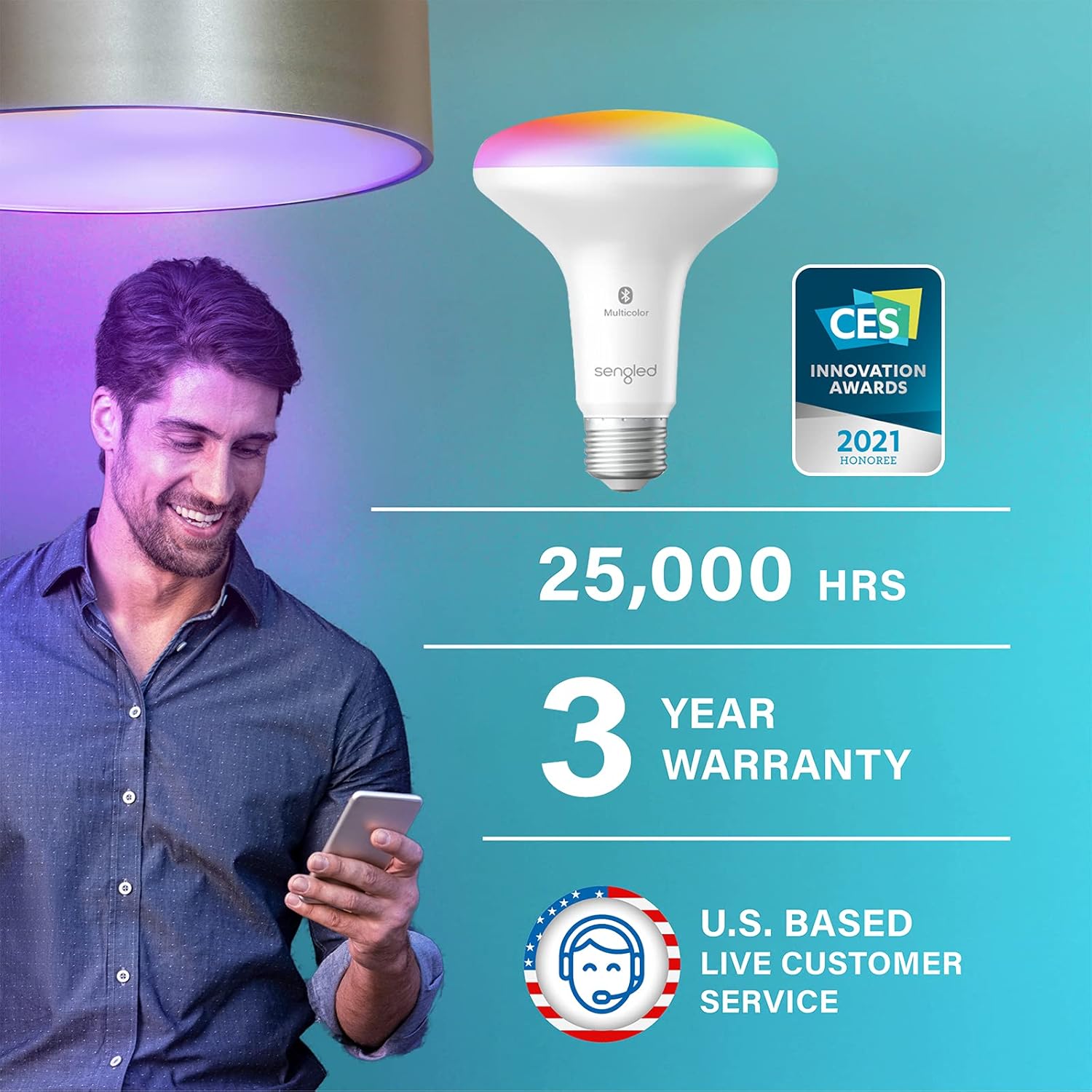 Sengled Alexa Smart Flood Light Bulbs, Bluetooth Mesh BR30 Smart Bulbs That Work with Alexa Only, 65 Watt Equivalent Full Color and Tunable White 650 LM, E26 Base Recessed, No Hub Required, 4 Pack