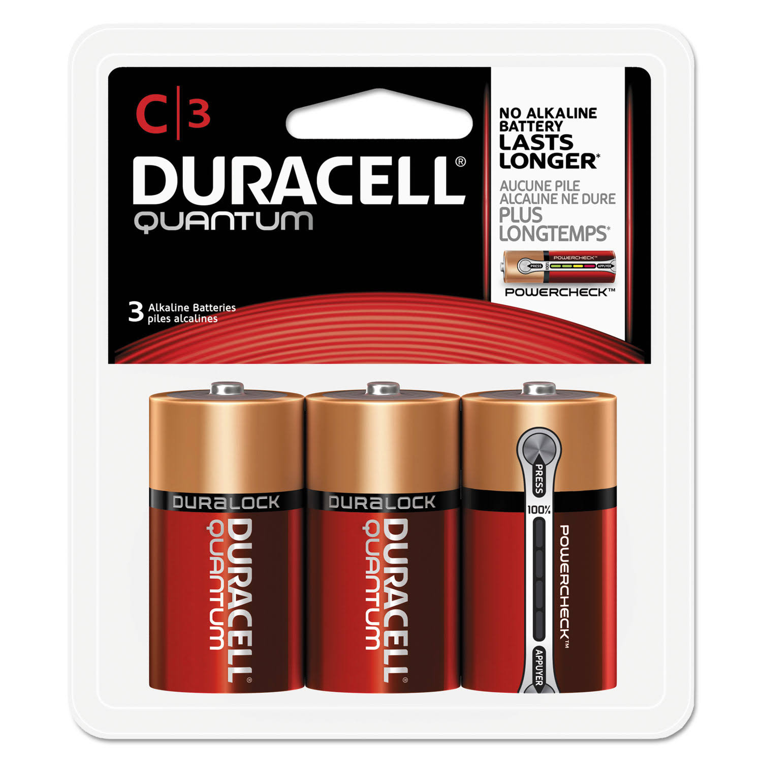 Duracell Quantum Alkaline Batteries, C, 3/pk