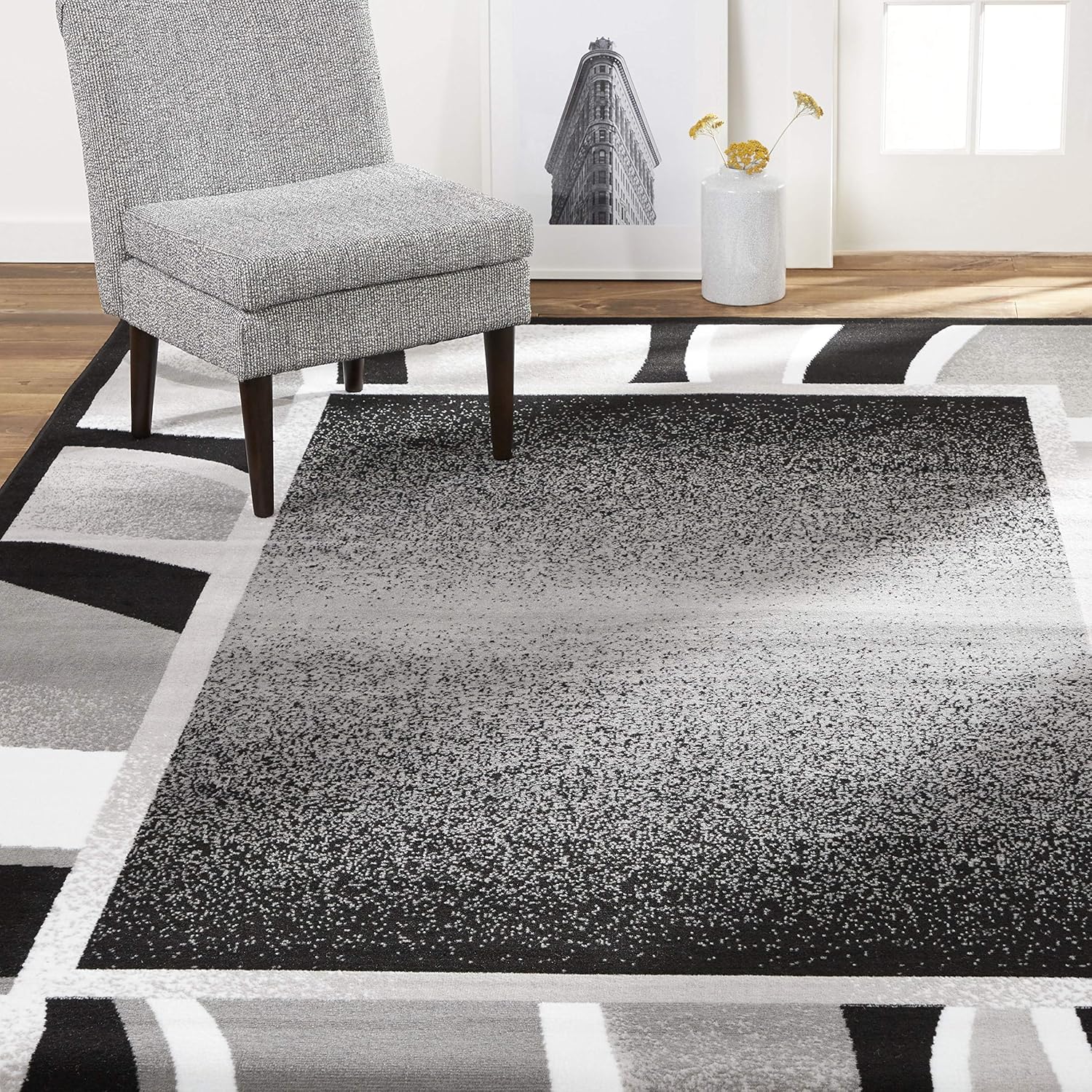 Home Dynamix Lyndhurst Rotana Modern Area Rug, Contemporary Black/Gray 7'8