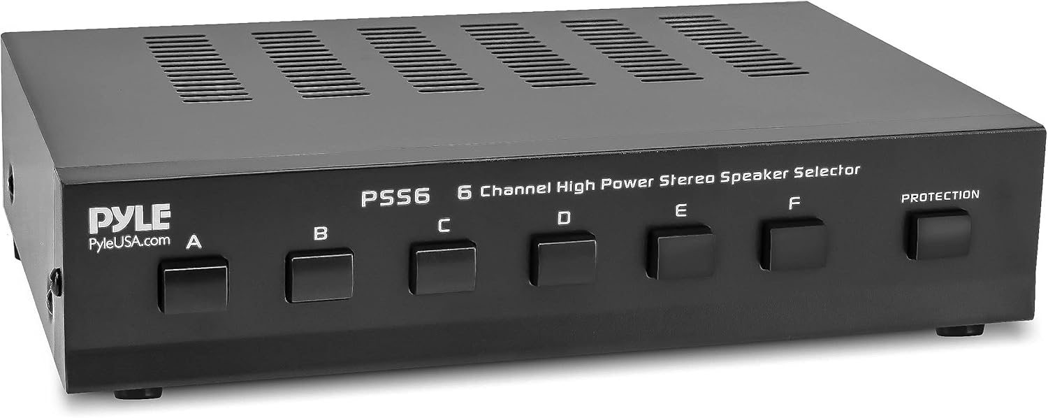 Premium New and Improved 6 Zone Channel Speaker Switch Selector Switch Box Hub Distribution Box for Multi-Channel High Powered Stereo Amplifier A,B,C,D Switches, 6 Pairs Of speakers - Pyle PSS6 Pack of 2