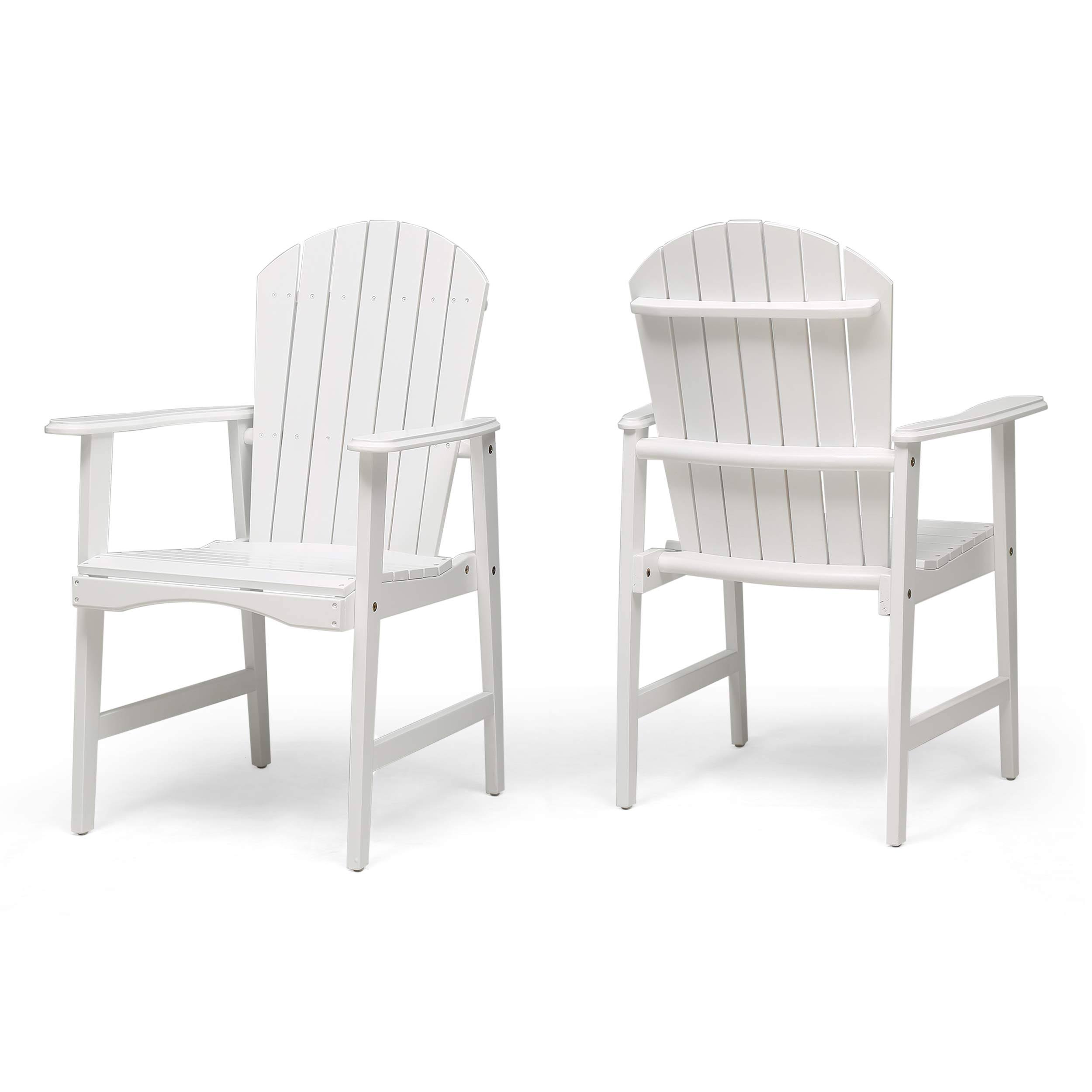 Easter Outdoor Weather Resistant Acacia Wood Adirondack Dining Chairs (Set of 2) White