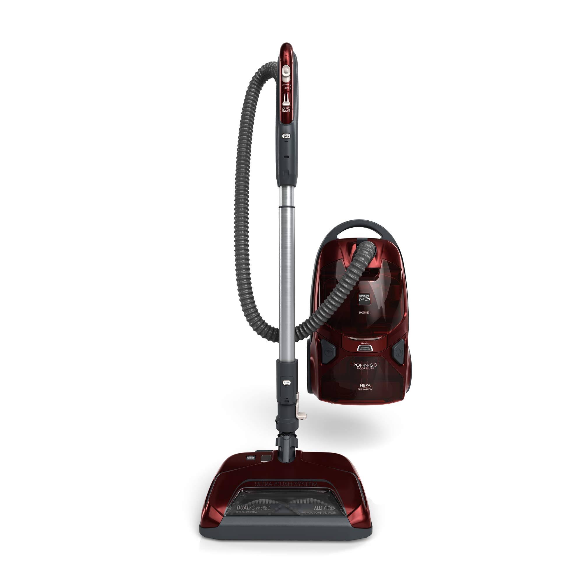 Kenmore 600 Series 14 inch Pet Friendly Pop-N-Go Bagged Canister Vacuum Red