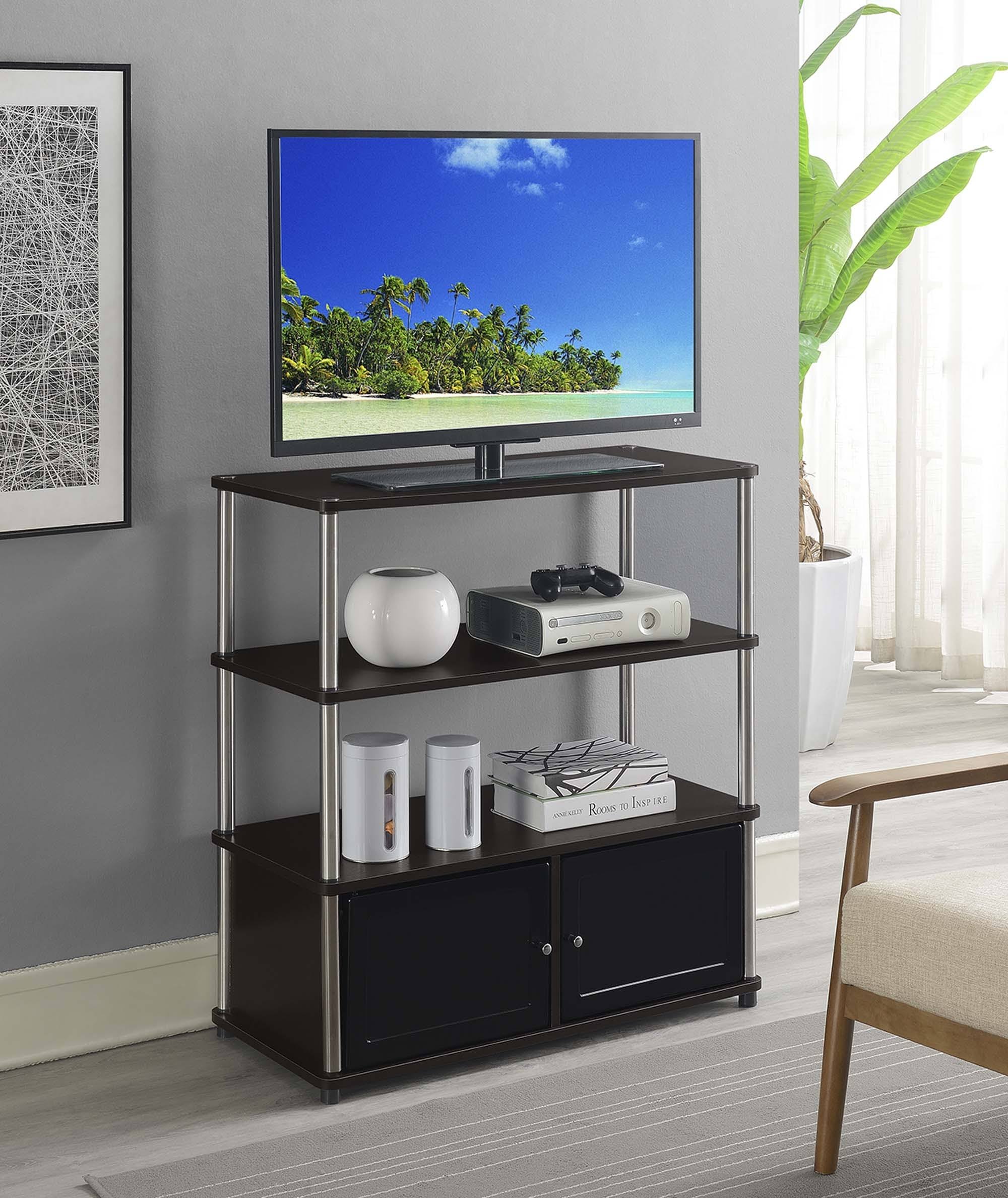 Convenience Concepts Designs2Go Highboy TV Stand, Espresso/Black Doors