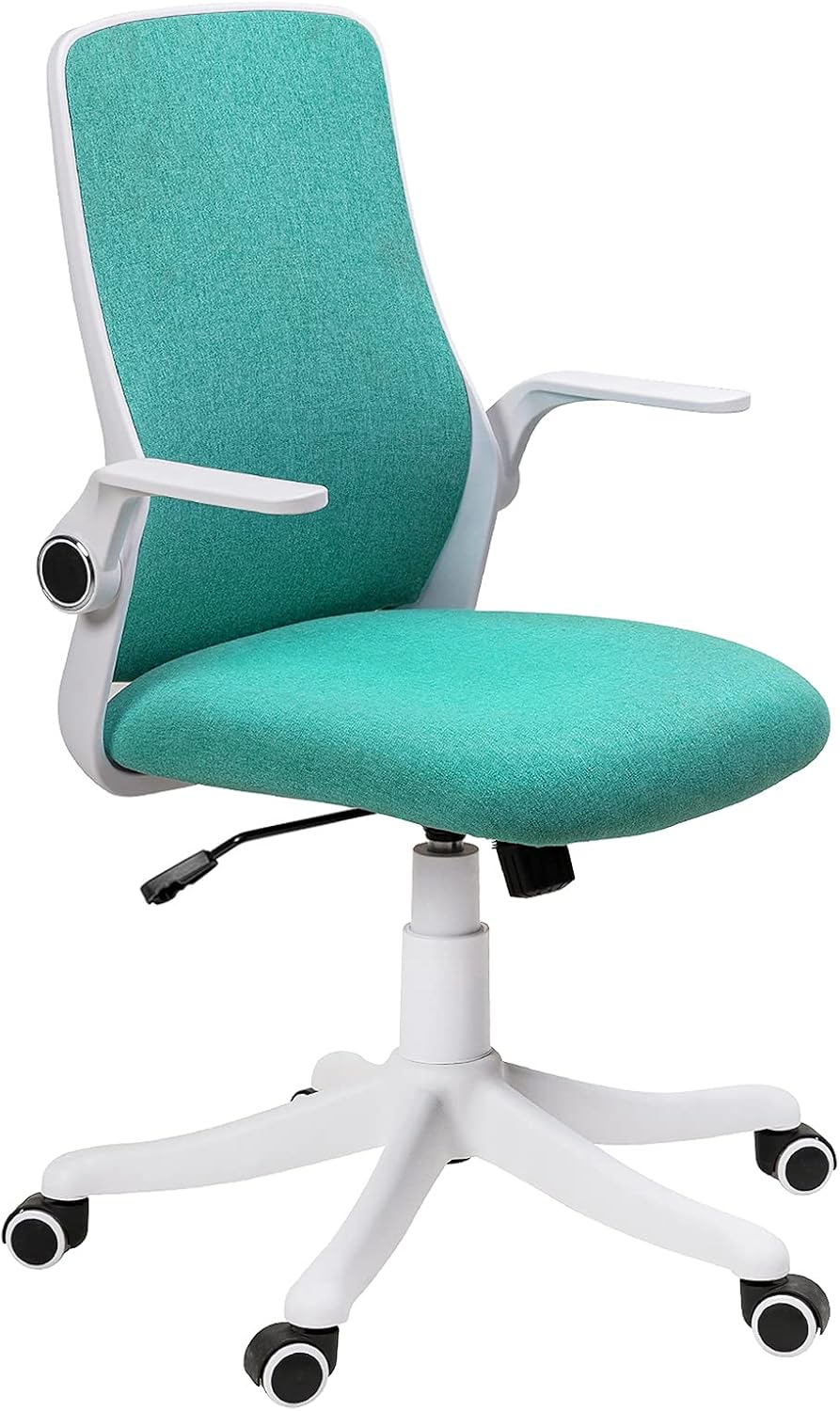 FINEWISH Office Chair Ergonomic Mid Back Swivel Desk Chair Fabric Office Computer Swivel Adjustable Rolling Task Chair Executive Chair with Flip up (Green, Classic)