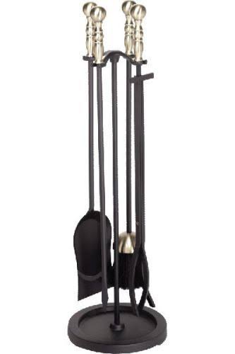 Shop Chimney Antique Brass/Black 5 Piece Rail Fireset - 31 inch 5456