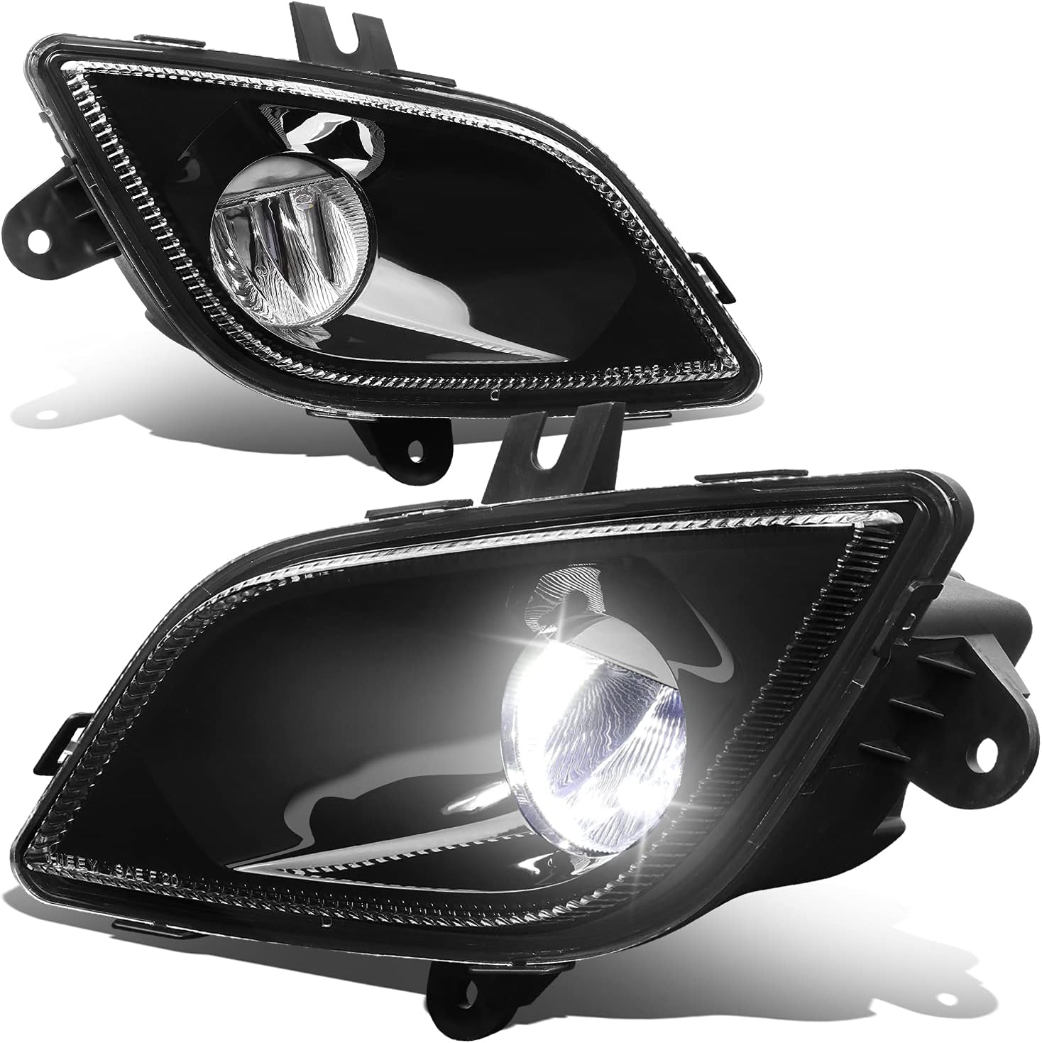 High Power LED Front Bumper Driving Fog Lights Lamps Compatible with Freightliner Cascadia 18-22, Driver and Passenger Side, Black Housing