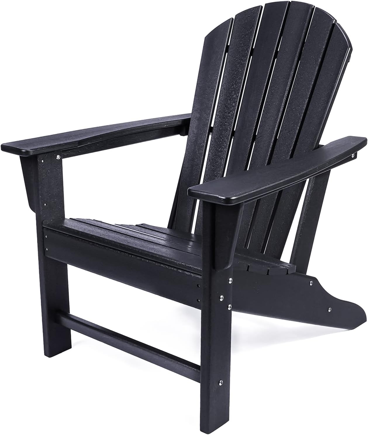 POLYDUN Adirondack Chair, HDPE Outdoor Weather Resistant Plastic Patio Chairs for Pool, Deck, Garden, Backyard, Fire Pit and Lawn Chairs (Black)