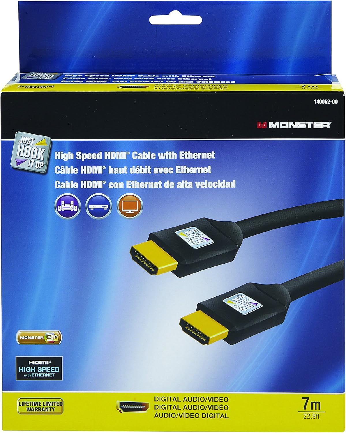 Monster High Speed 4K HDMI Cable with Ethernet - 7 Meters (22.9 feet) Pack of 2