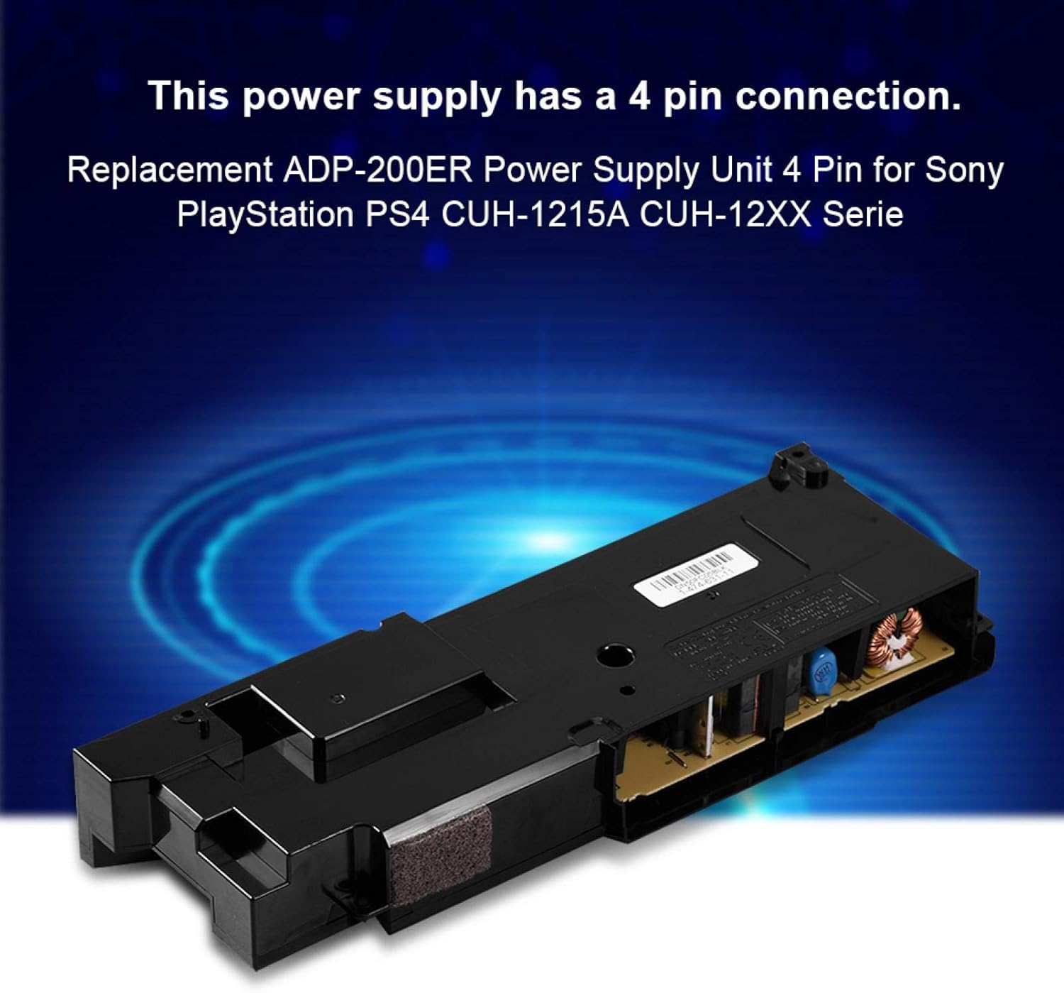 DJDK Power Supply Unit,Replacement ADP-200ER Power Supply Unit 4 Pin Compatible with PS4 CUH-1215A CUH-12XX Serie Pack of 2