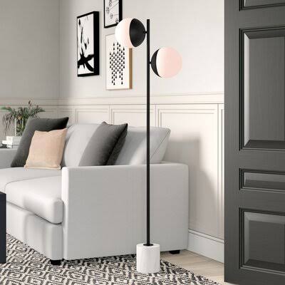 Emil 63x22 Novelty Floor Lamp Finish: Black, Shade Color: Frosted White