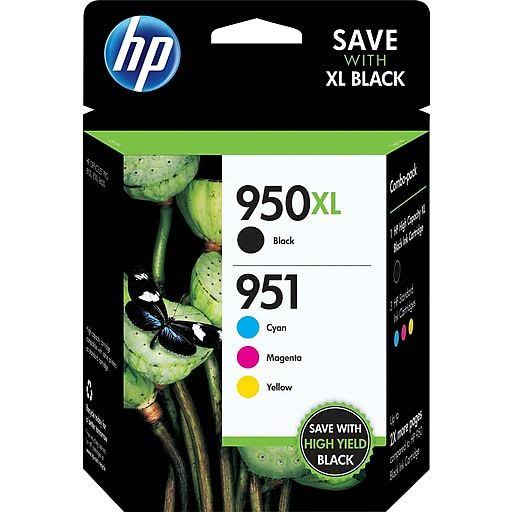 HP 950XL Black/951 Tri-Color (C2P01FN140) Inkjet Cartridge Four Pack