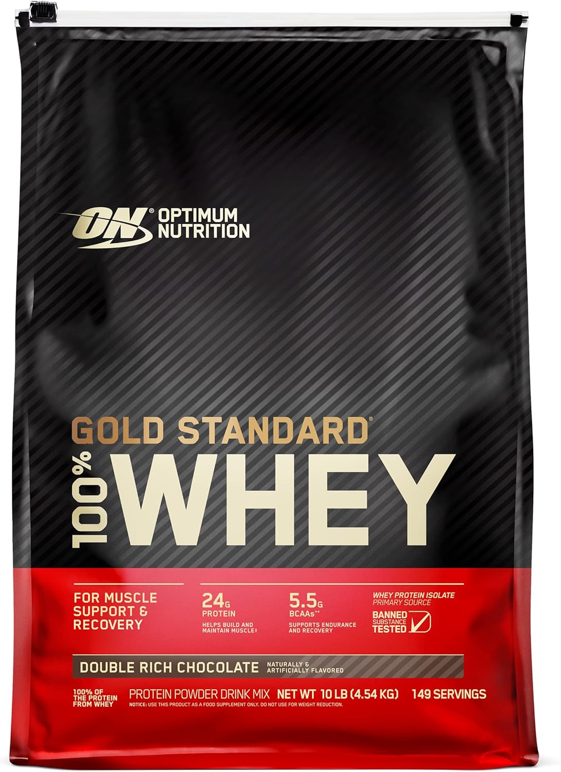 Optimum Nutrition Gold Standard 100% Whey Protein Powder, Double Rich Chocolate 10 Pound (Packaging May Vary)