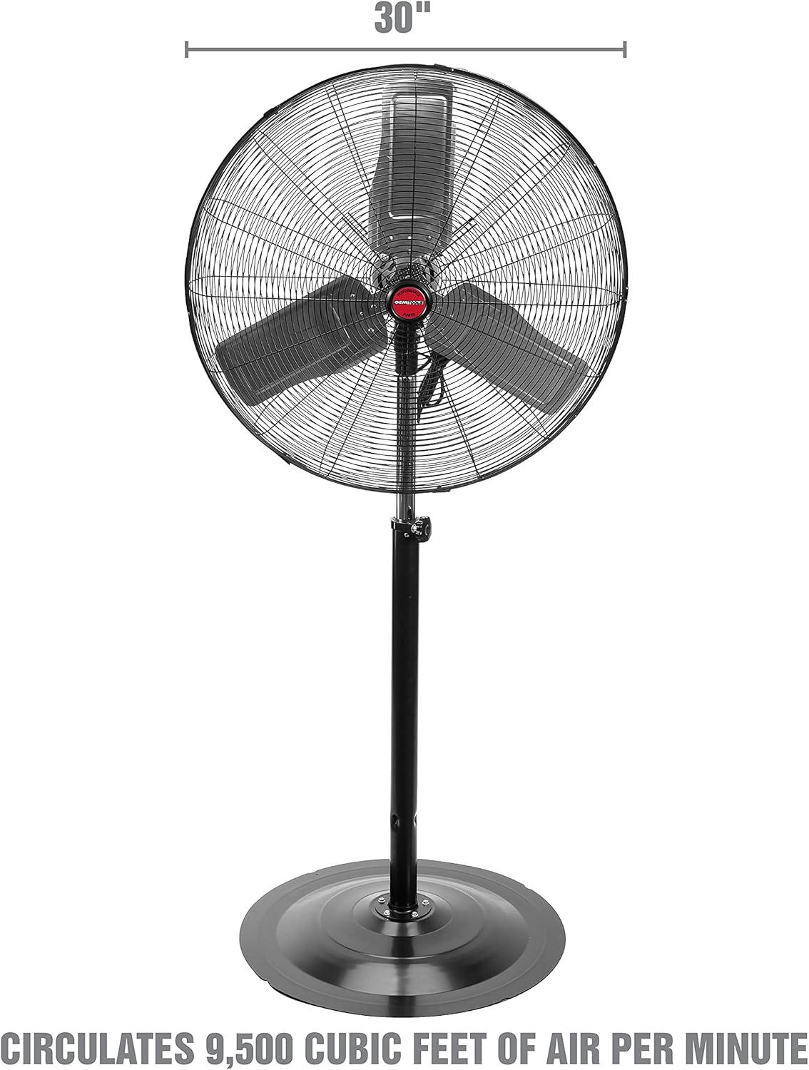 OEMTOOLS 30 Inch Oscillating w/Aluminum Blades, 3-Speed Pedestal, Warehouse, Garage, Industrial Fans, Black
