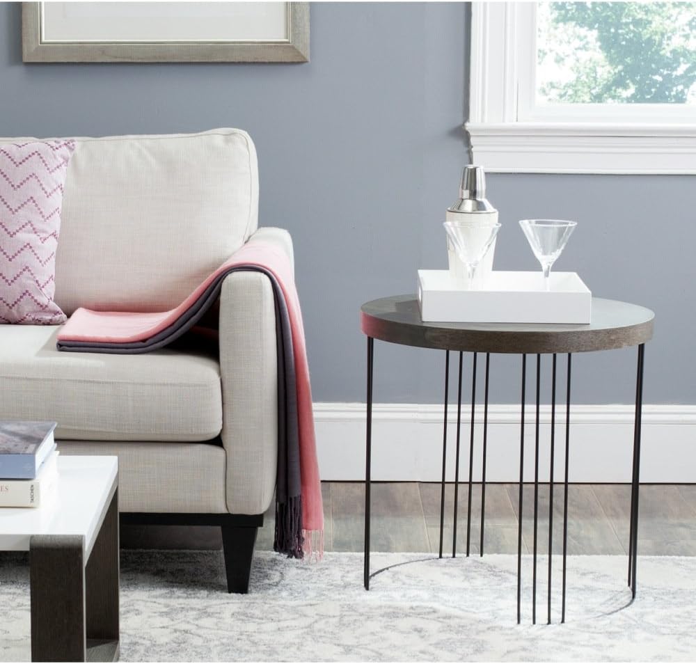 Safavieh Home Collection Kelly Mid-Century Modern Dark Brown and Black Side Table