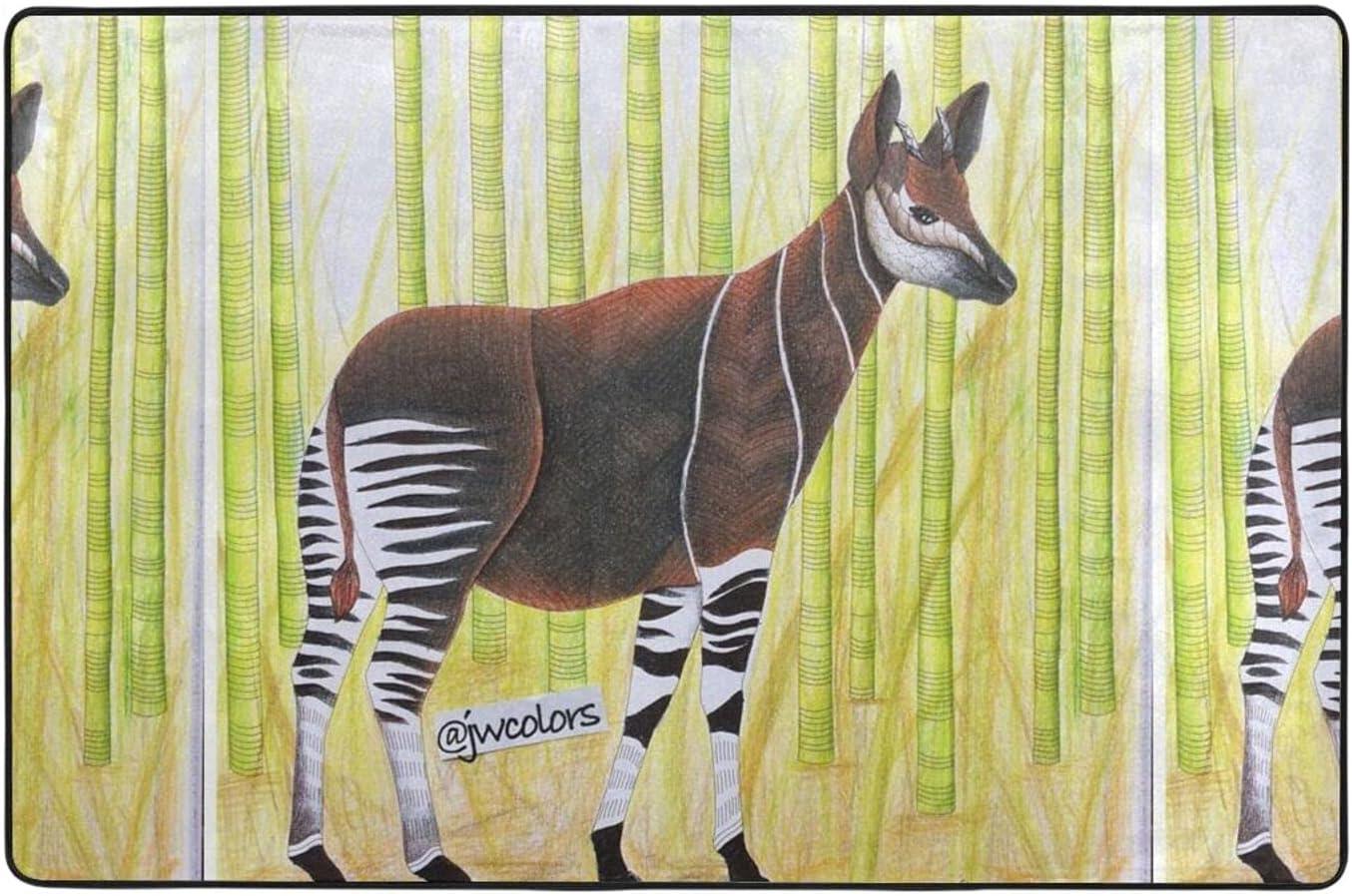 IGYoh Protection Okapi Giraffes Unique Modern Soft Cozy Flannel Fabric Carpet for Indoor Home Floor Carpet Rectangular 72