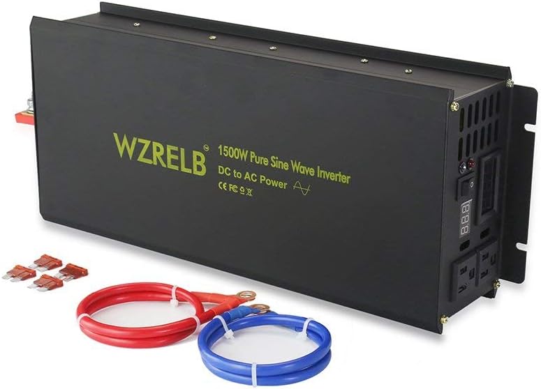 WZRELB Power Inverter 1500W Pure Sine Wave Inverter 24V 120V Dc AC Converter