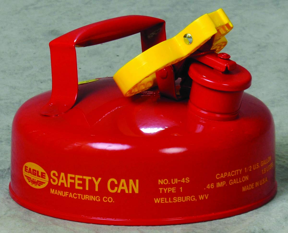 Eagle UI-4-S Red Galvanized Steel Type I Gas Safety Can, 2 quart Capacity, 8.75