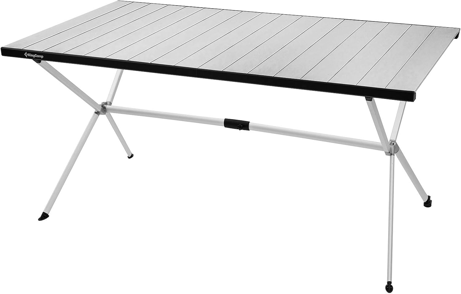 KingCamp Lightweight Aluminum Alloy Folding Table,Portable Strong Stable Roll up Table for 4-6 Person for Picnic, Camping, Barbecue and Backyard Party(Woodgrain