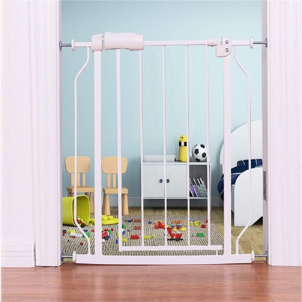 ALLAIBB Narrow Walk Through Baby Gate Auto Close Tension White Metal Child Pet Safety Gates with Pressure Mount for Stairs,Doorways and Baniste 24.2-27.56 in Pack of 2