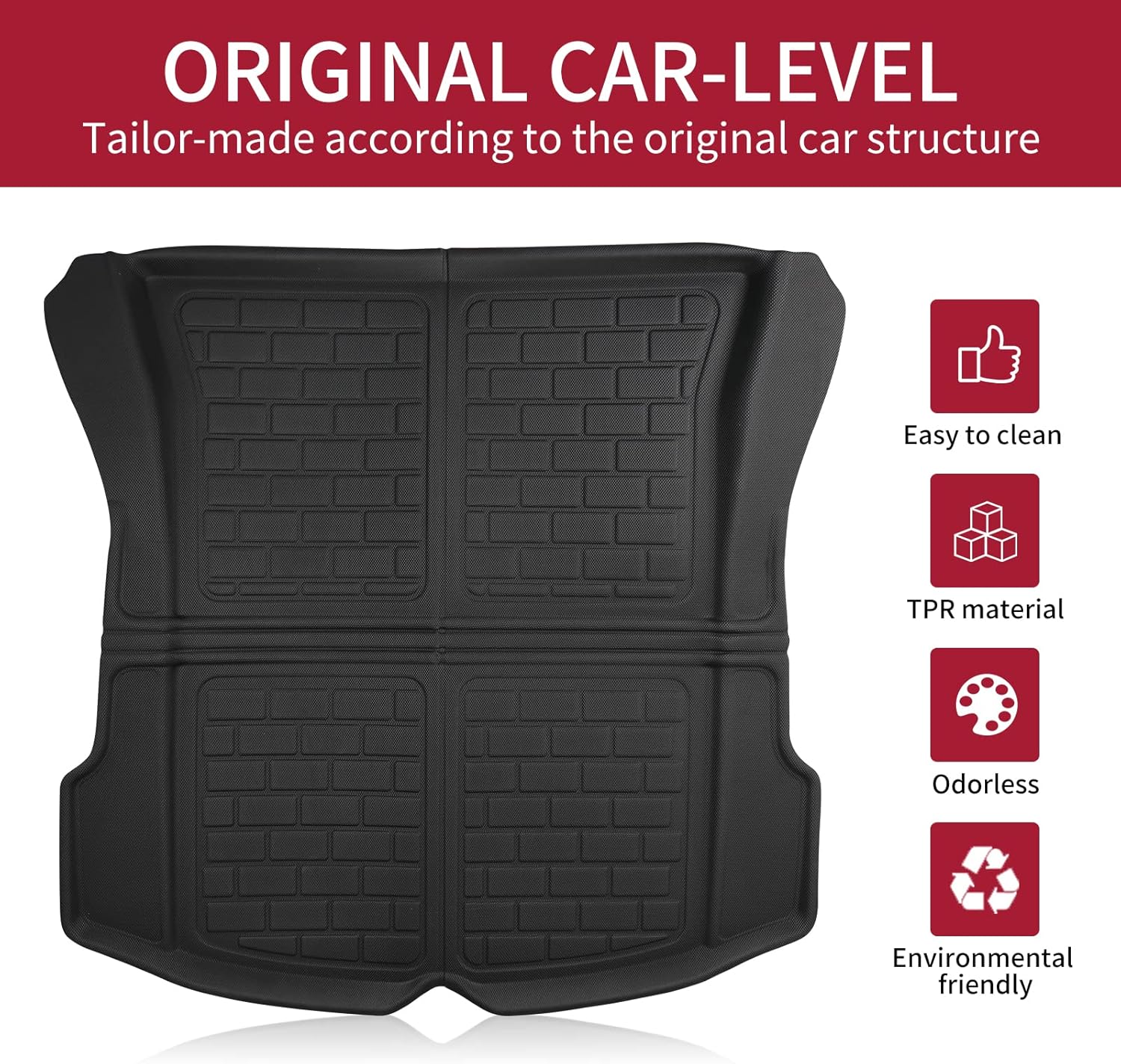 devinci All Weather Trunk Mats for Tesla Model 3 2021 2020 Custom Fit Cargo Liner Rear Cargo Tray Trunk Mat Tesla Model 3 Accessories