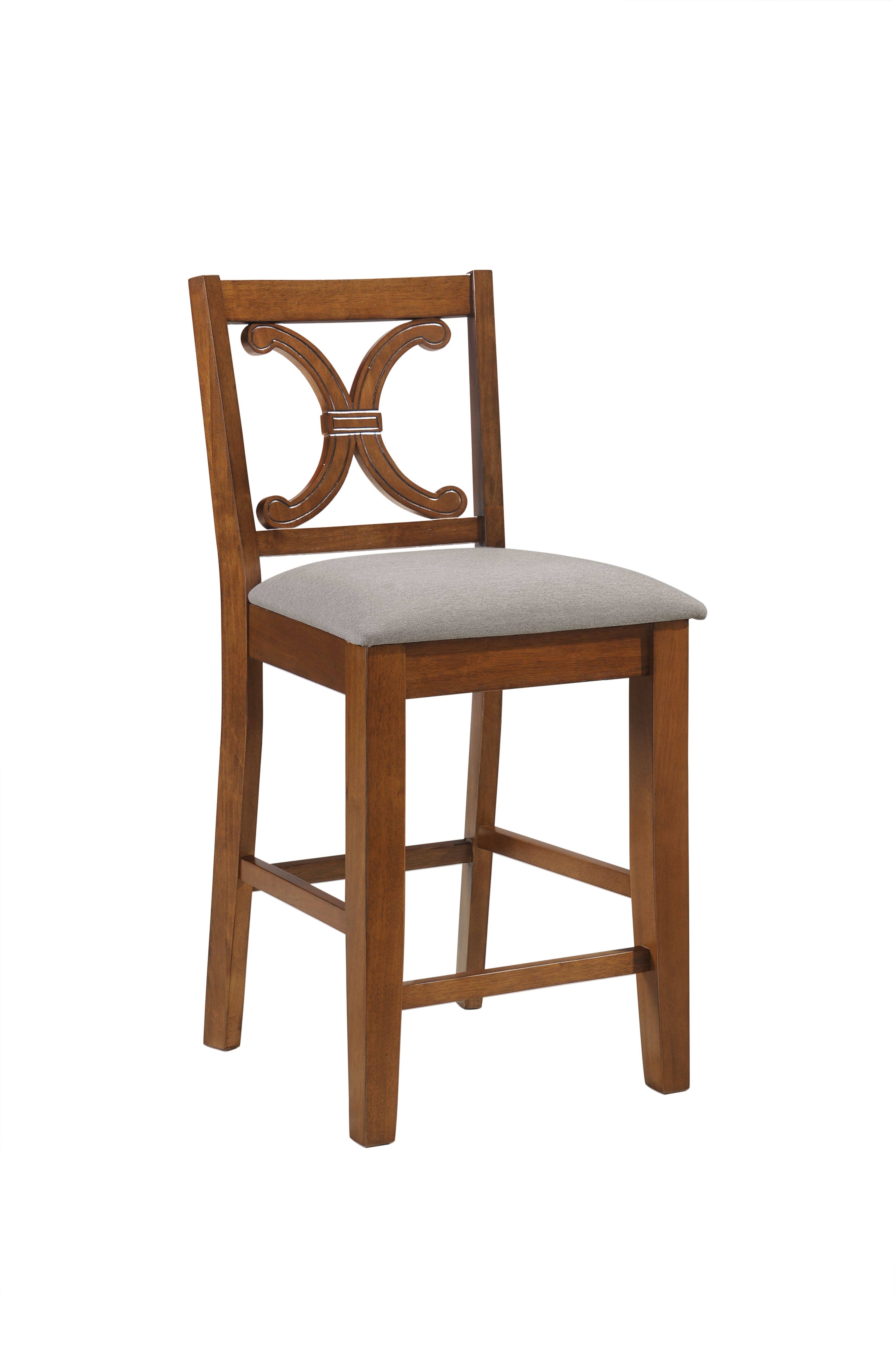 Acme Norabel Counter Height Chair - Set of 2 Fabric and Cherry Oak