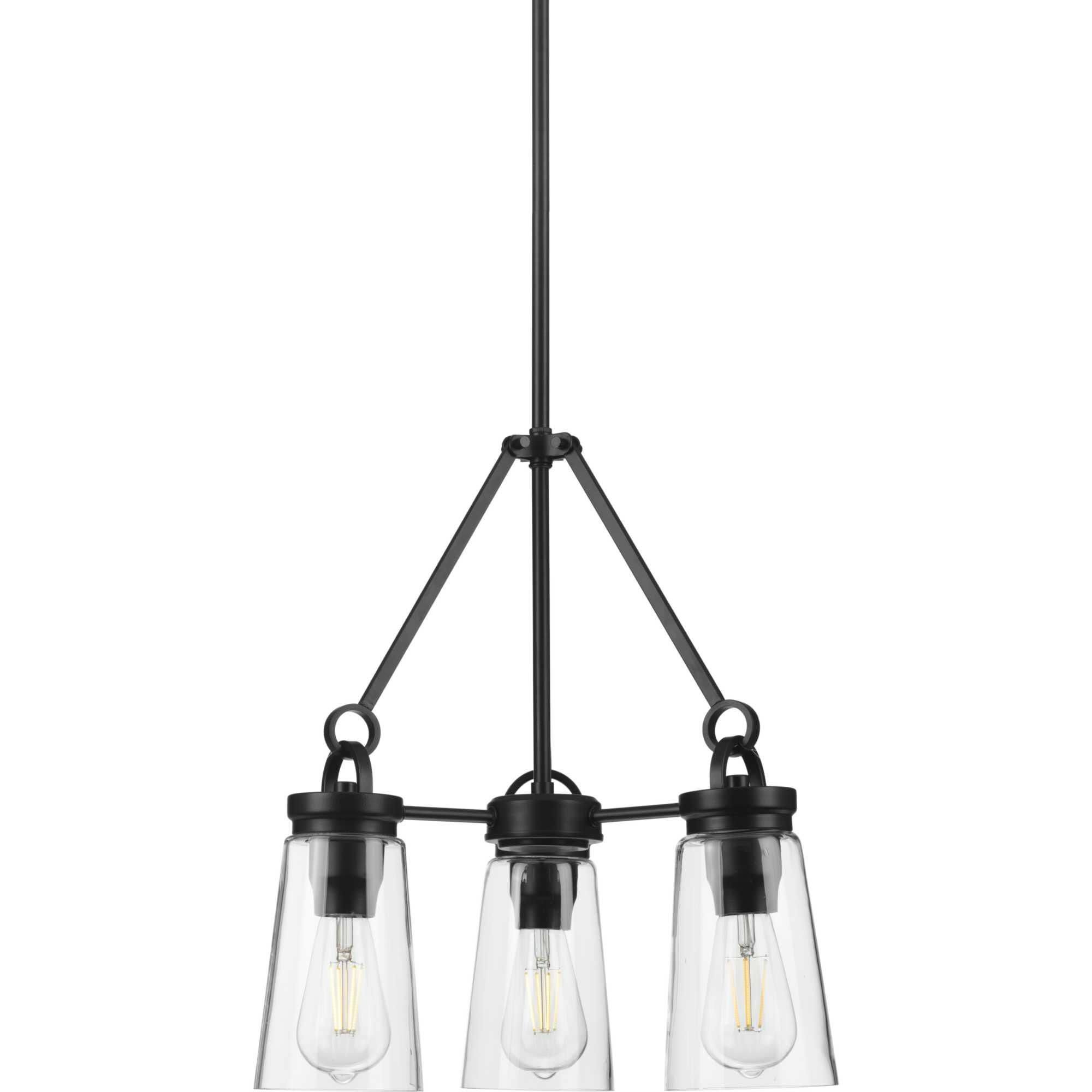 Progress Lighting Stockbrace Chandelier Matte Black 3 Light