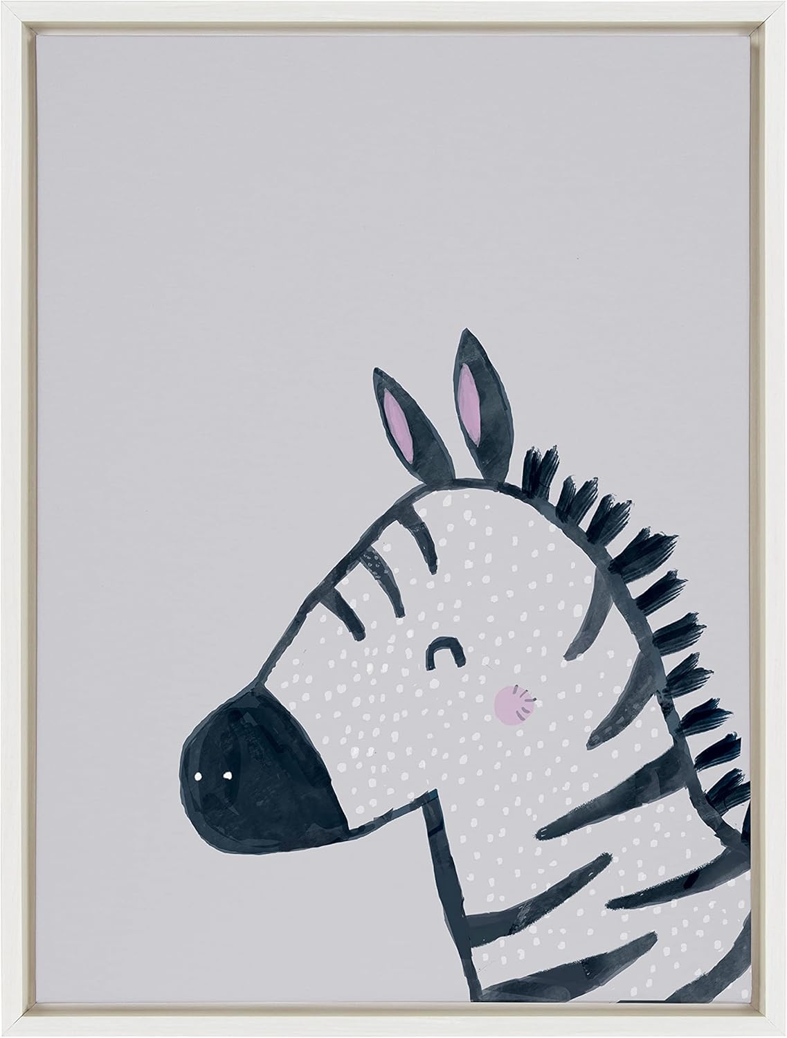 Kate and Laurel Sylvie Inky Zebra Framed Canvas by Lauradidthis, 18x24, White Pack of 2