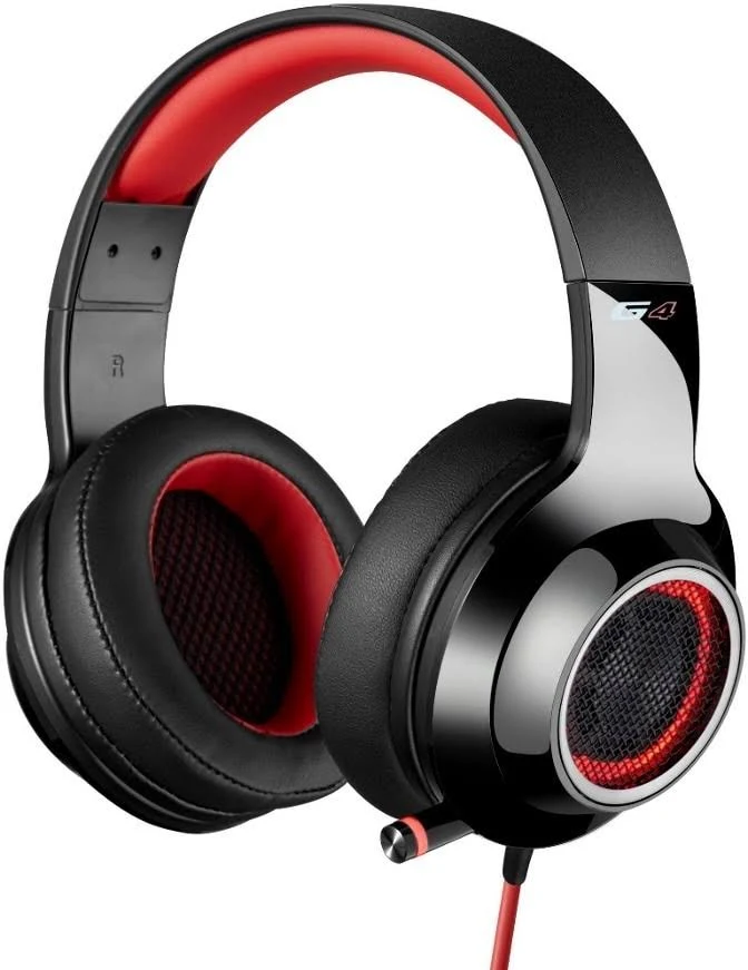 Edifier V4 (G4) 7.1 Virtual Surround Sound USB Gaming Headset Red - V7.1 Surround Sound/ Retractable Mic/LED Lights Mesh/USB/Gam