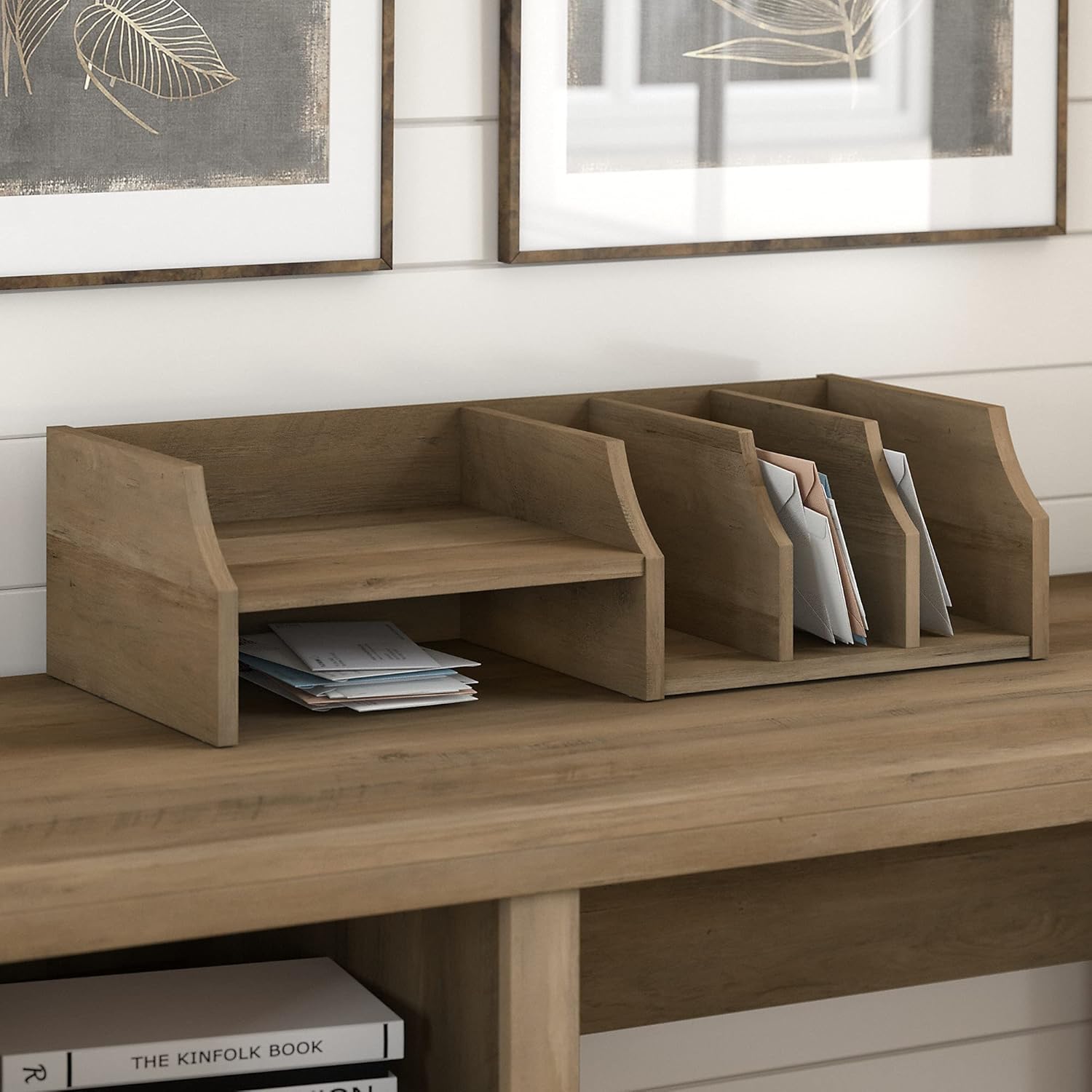 Bush Furniture Yorktown Desktop Organizer with Shelves, Reclaimed Pine Pack of 2