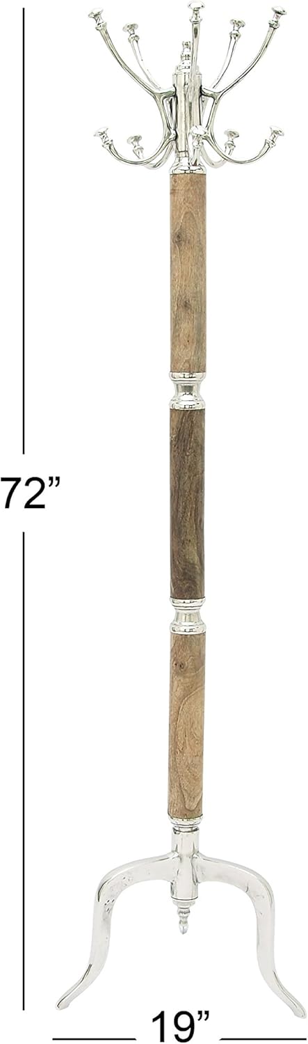 Deco 79 37684 Aluminum Wood Coat Rack, 19